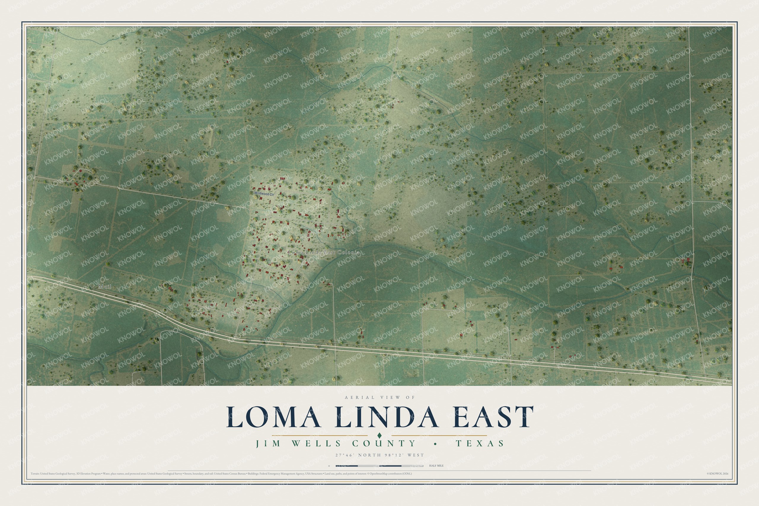 Watermarked full-map preview of Loma Linda East, Texas