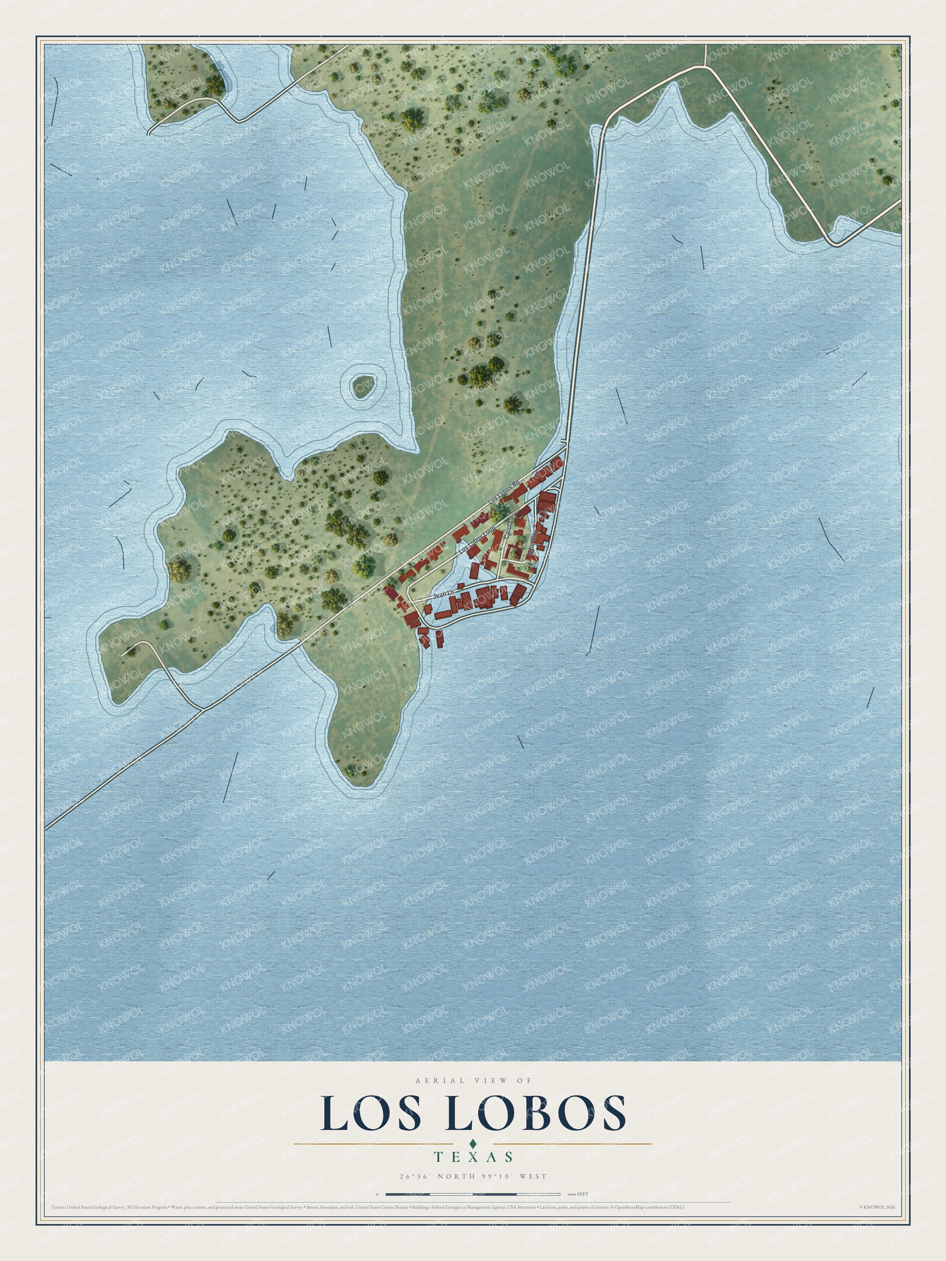 Watermarked full-map preview of Los Lobos, Texas