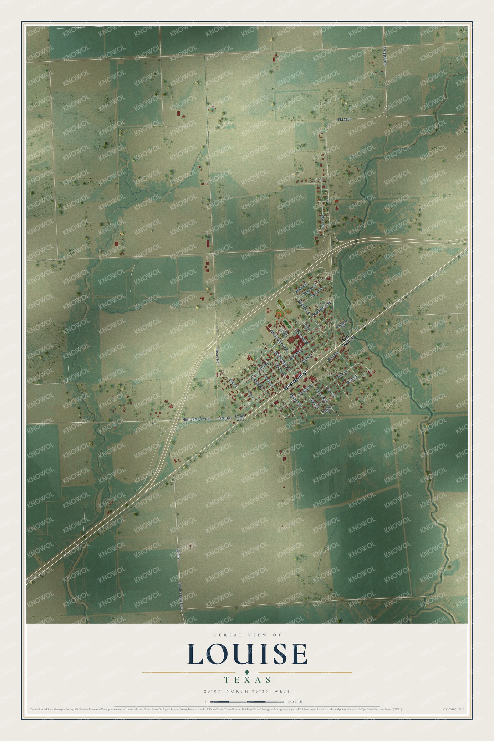 Watermarked full-map preview of Louise, Texas