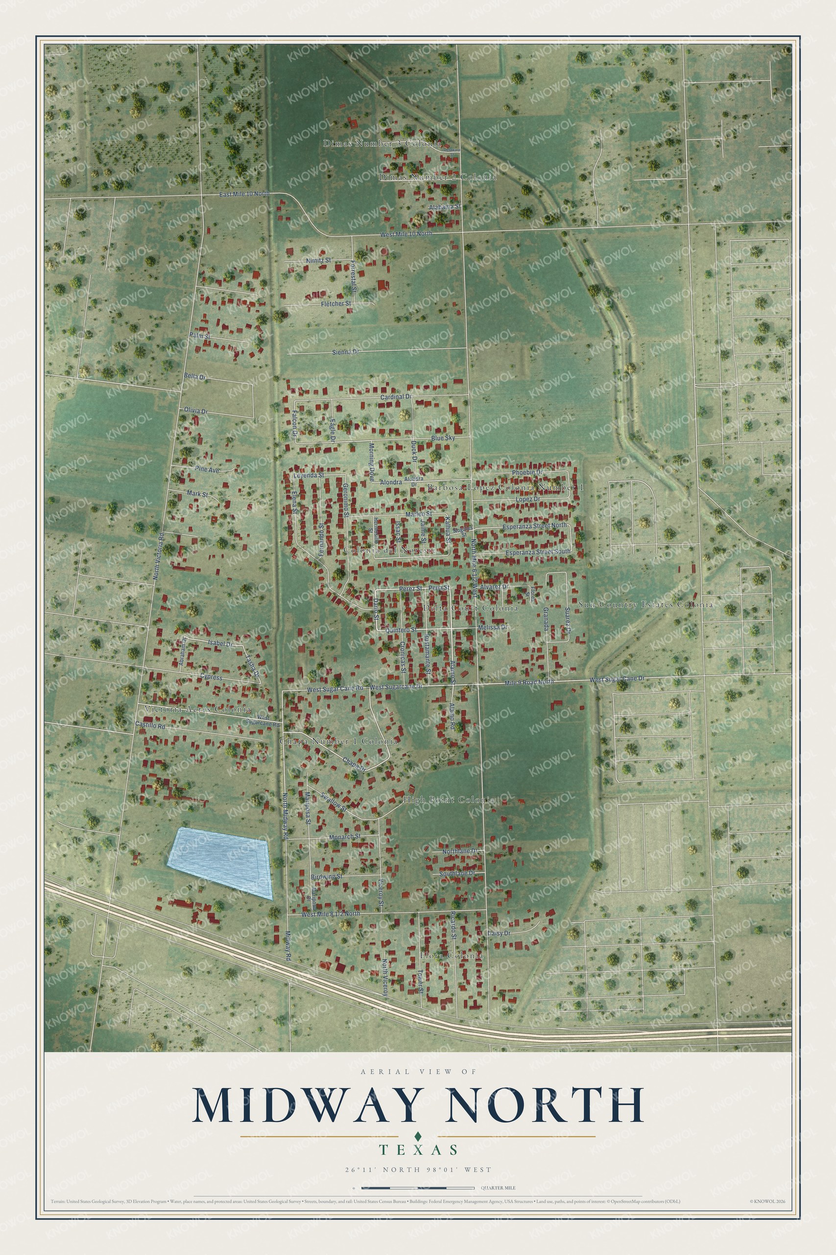 Watermarked full-map preview of Midway North, Texas