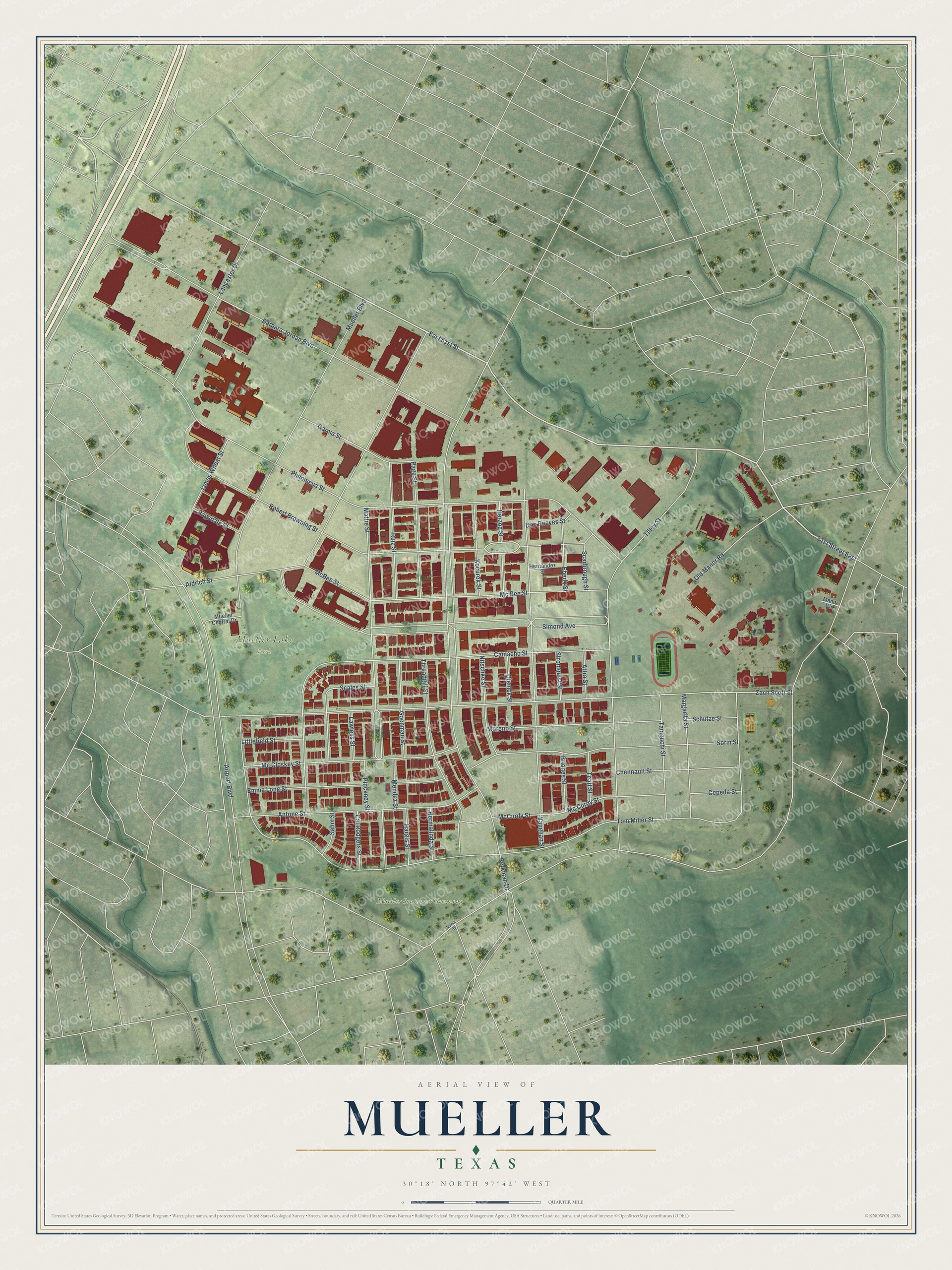 Detailed Geo Maps Detailed Map of Mueller, Texas - KNOWOL