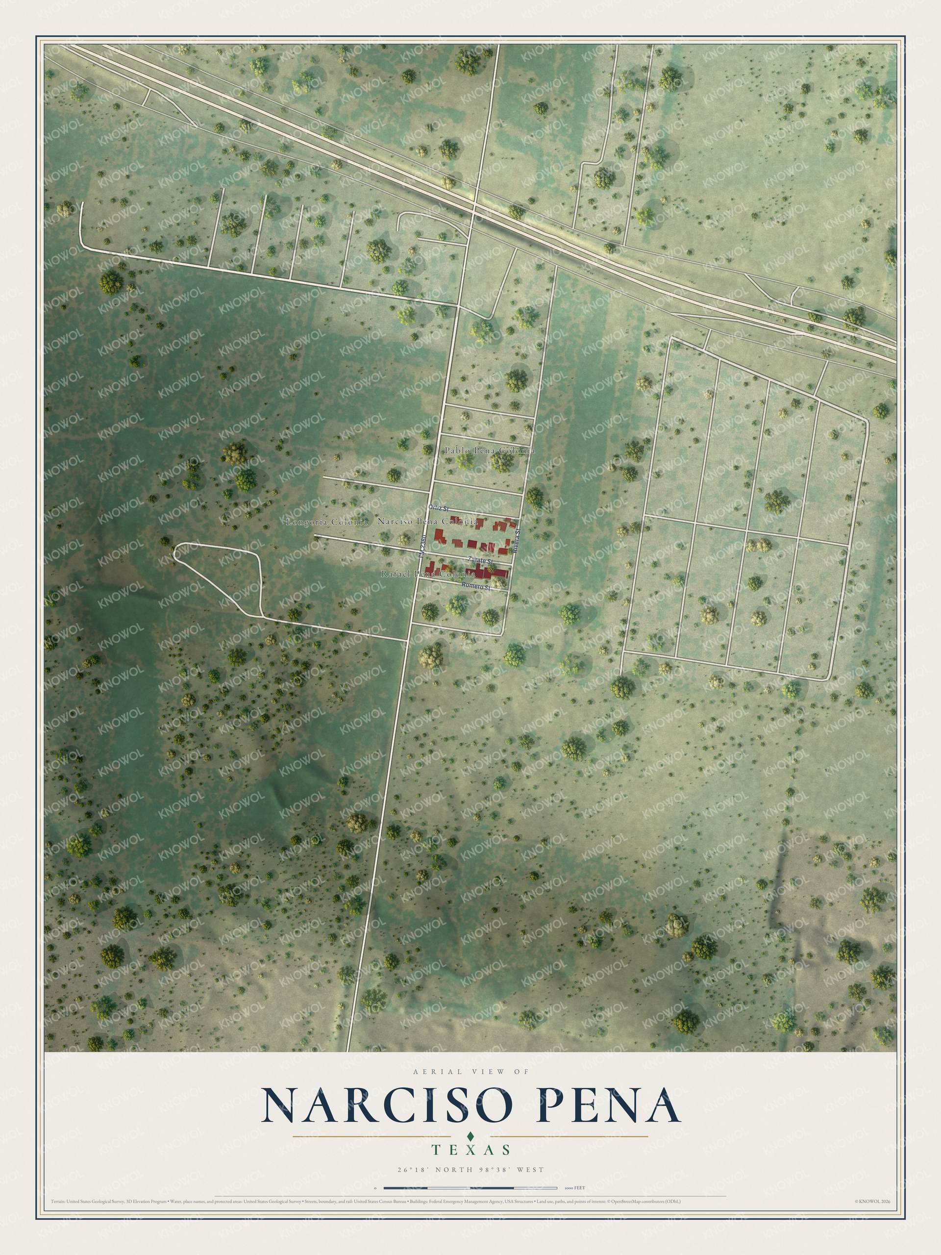 Watermarked full-map preview of Narciso Pena, Texas