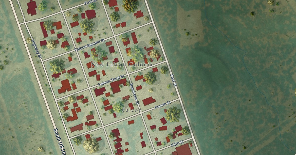 Map of New Falcon, Texas in 2026