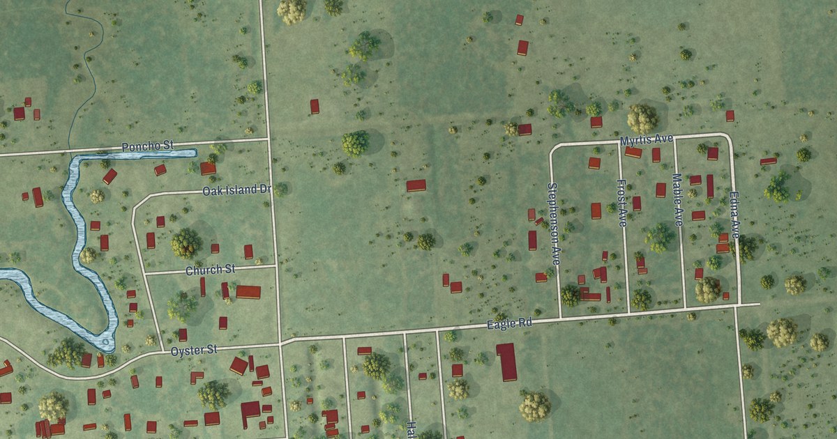 Map of Oak Island, Texas in 2026