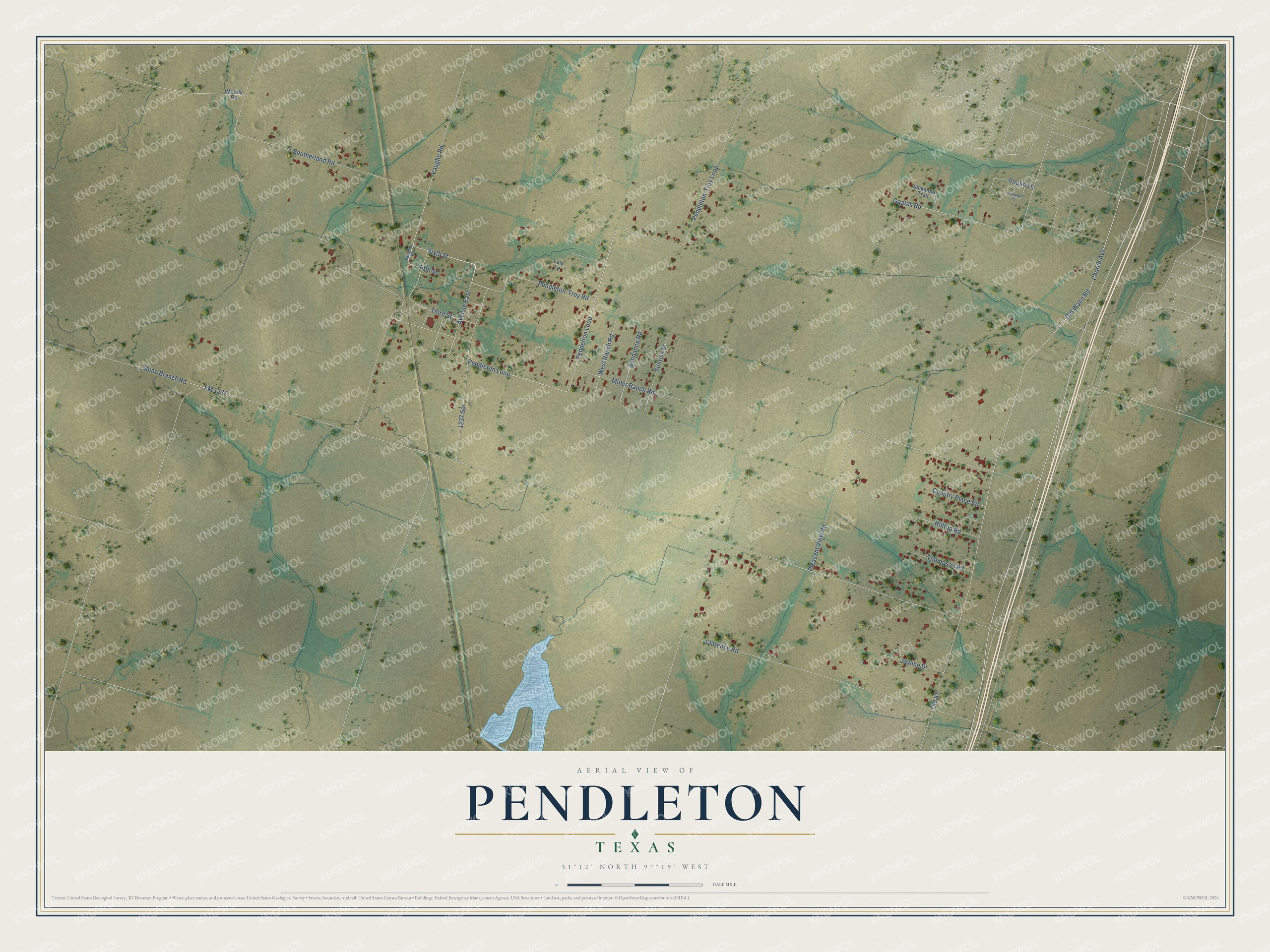 Watermarked full-map preview of Pendleton, Texas