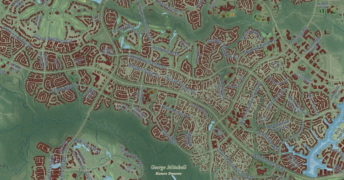 Map of The Woodlands, Texas in 2026