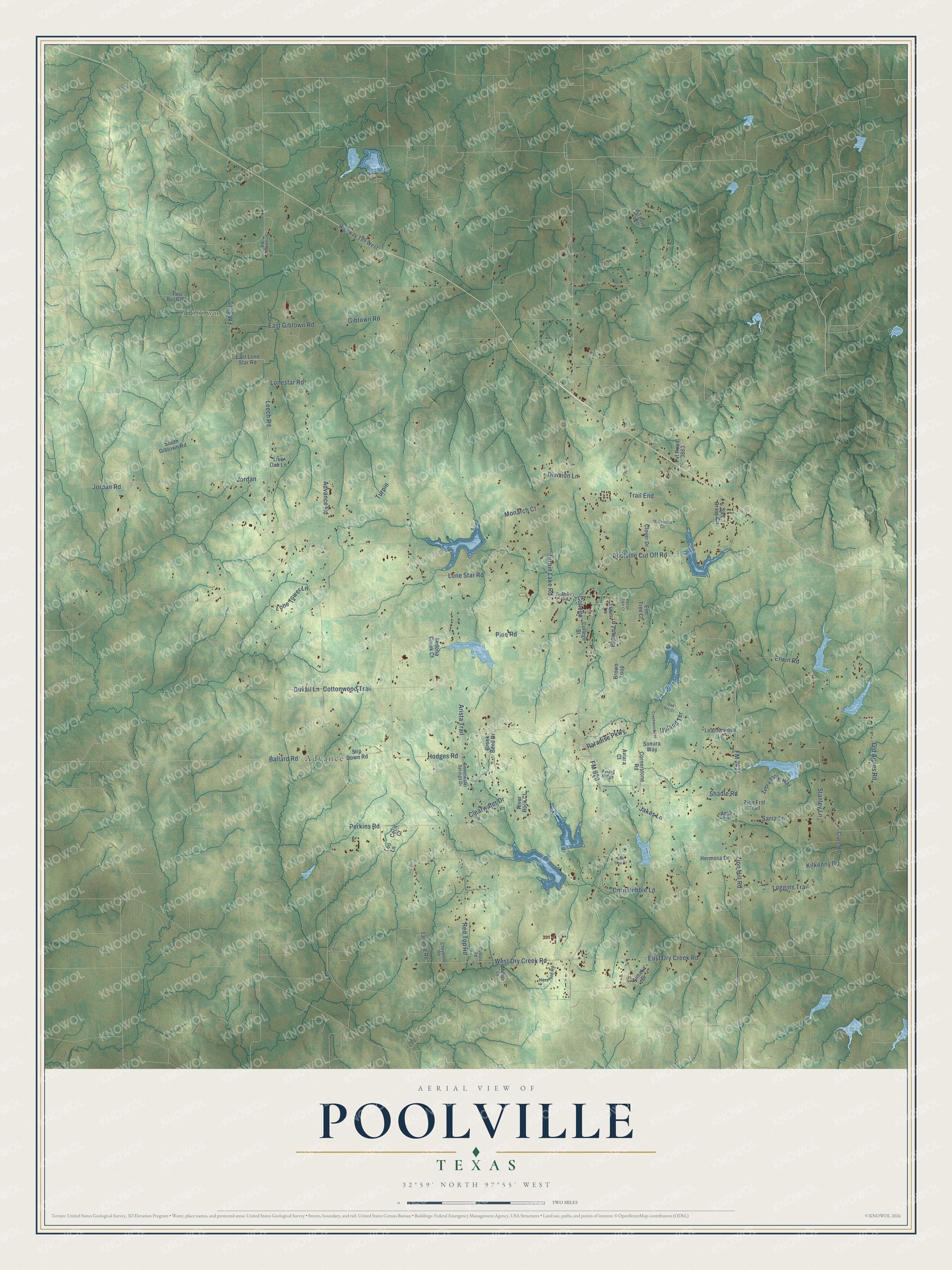 Watermarked full-map preview of Poolville, Texas