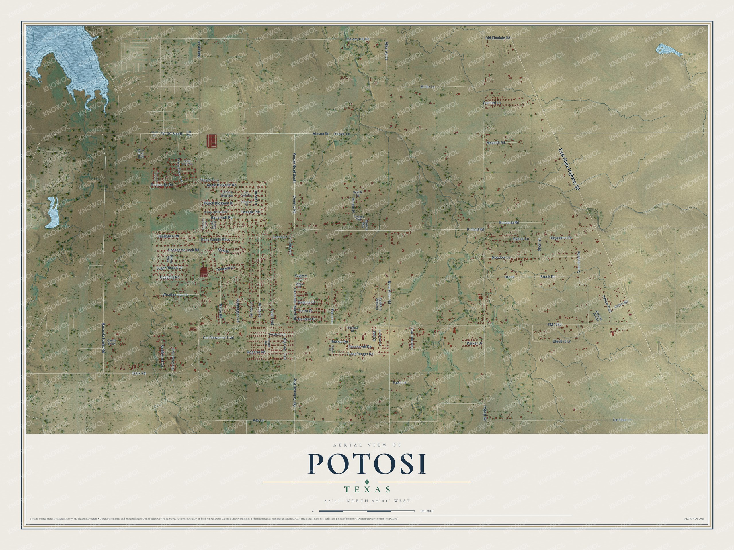 Watermarked full-map preview of Potosi, Texas