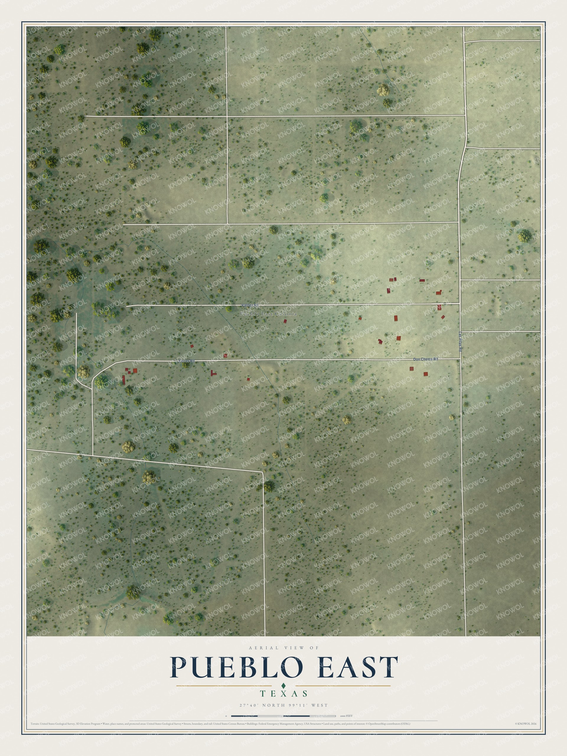 Watermarked full-map preview of Pueblo East, Texas