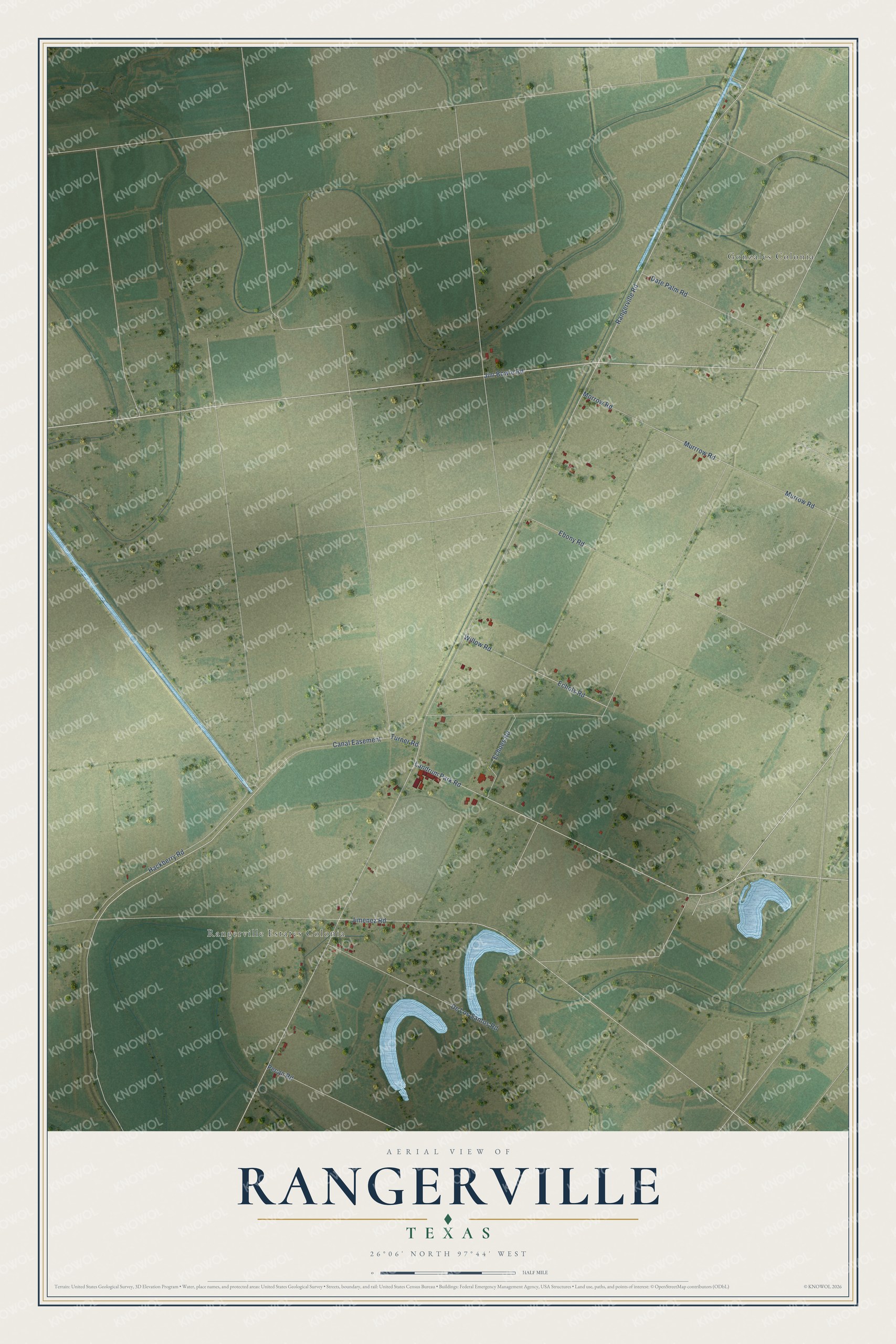 Watermarked full-map preview of Rangerville, Texas
