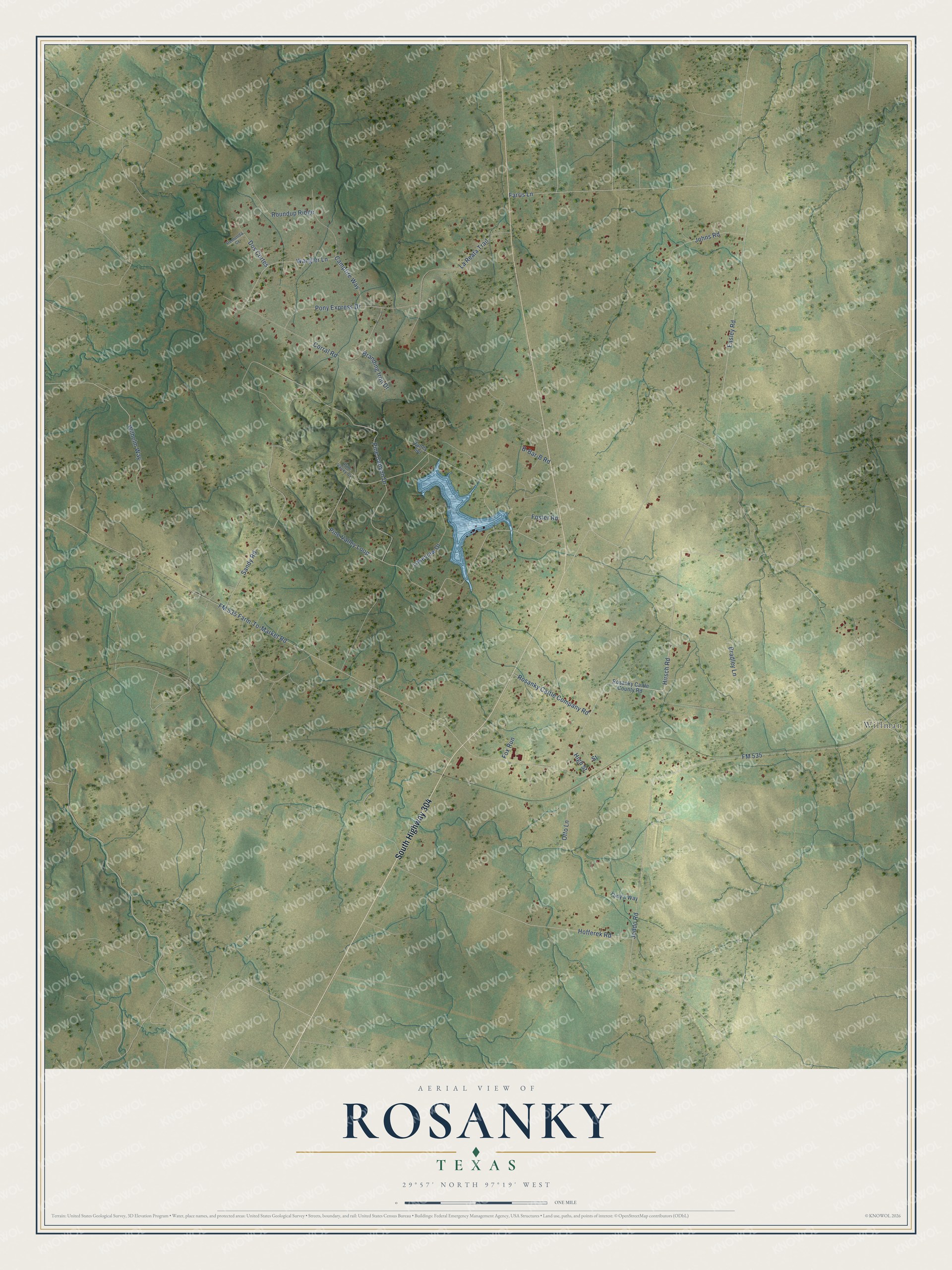 Watermarked full-map preview of Rosanky, Texas