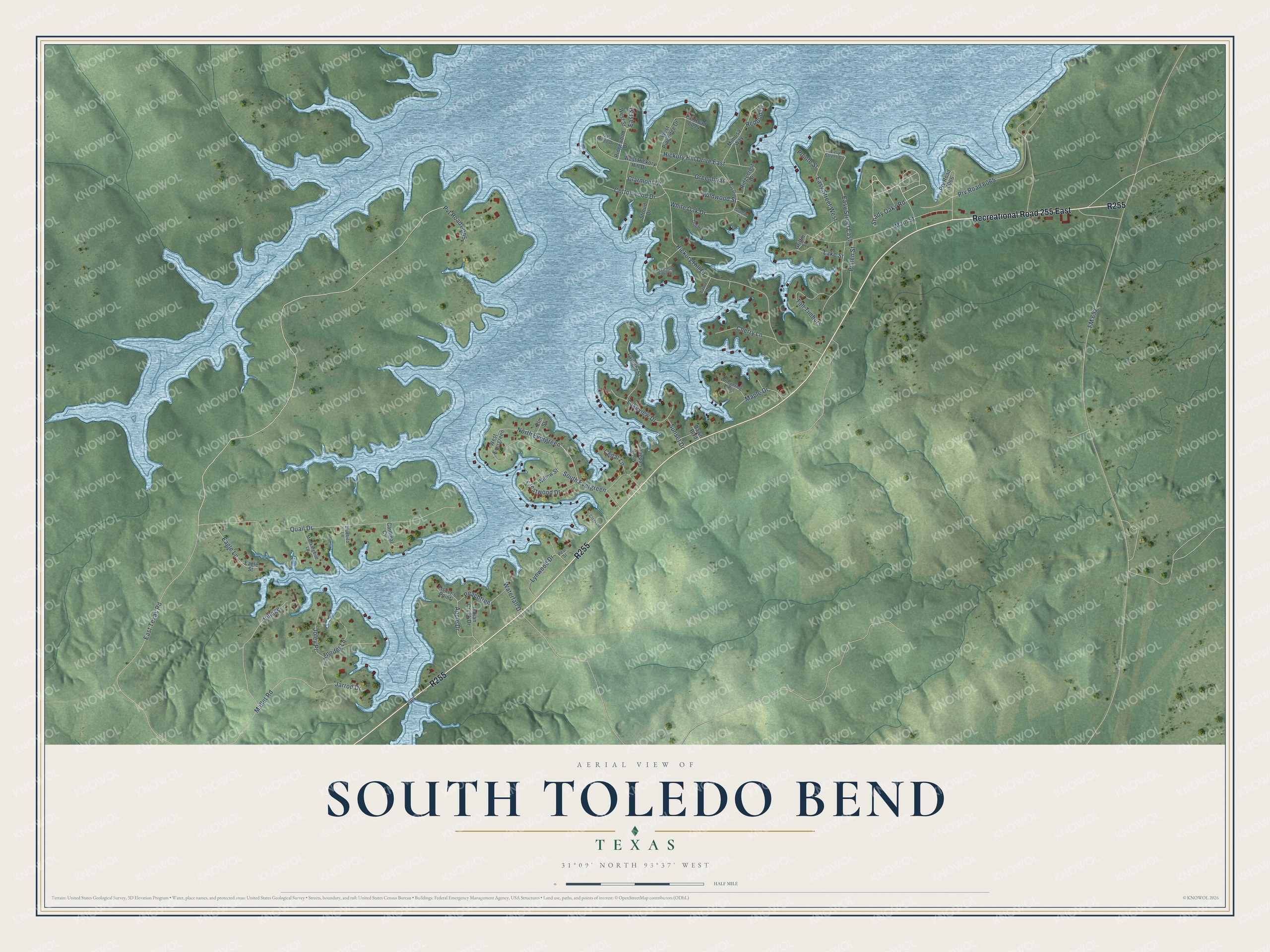 Watermarked full-map preview of South Toledo Bend, Texas