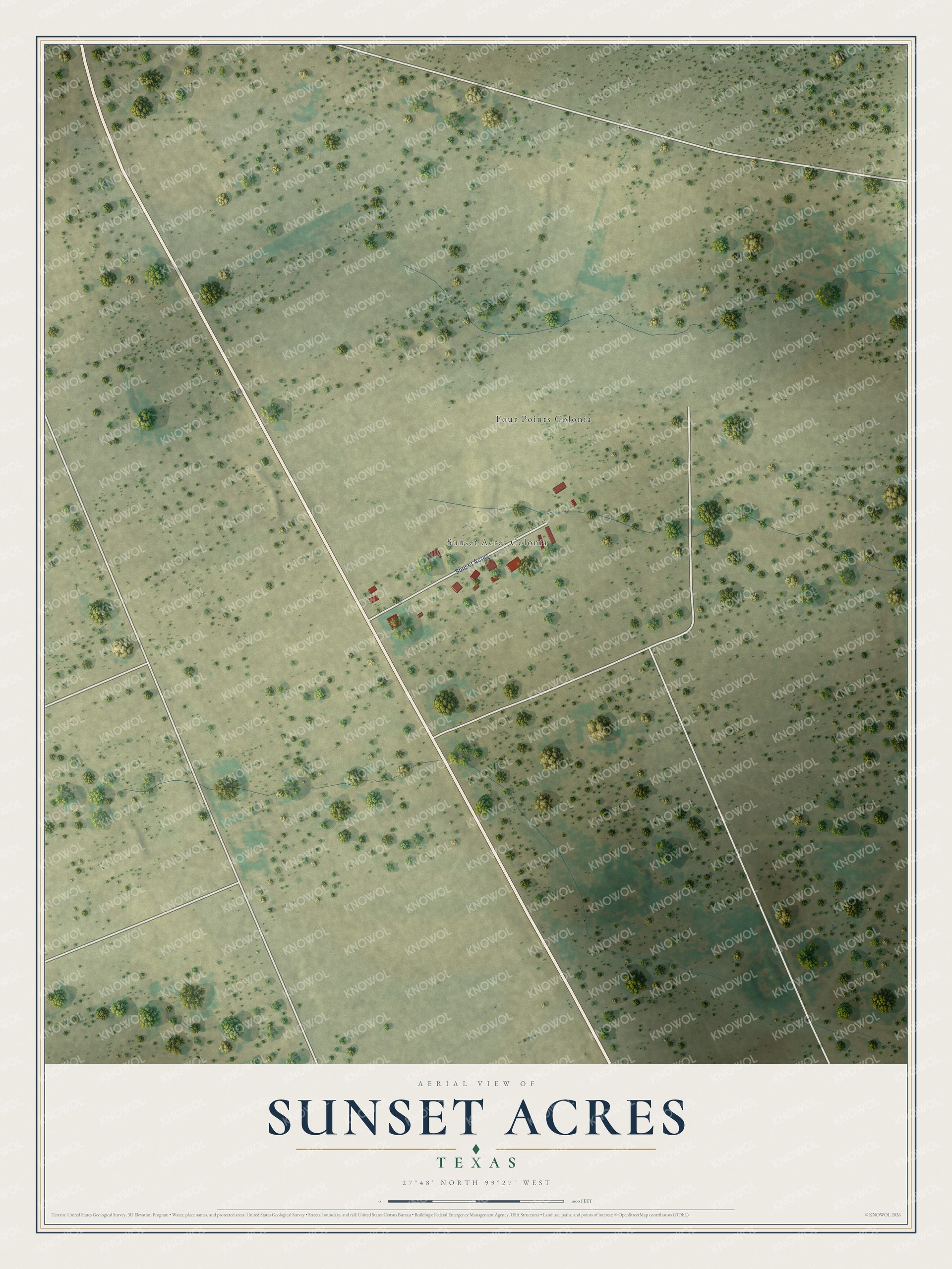 Watermarked full-map preview of Sunset Acres, Texas