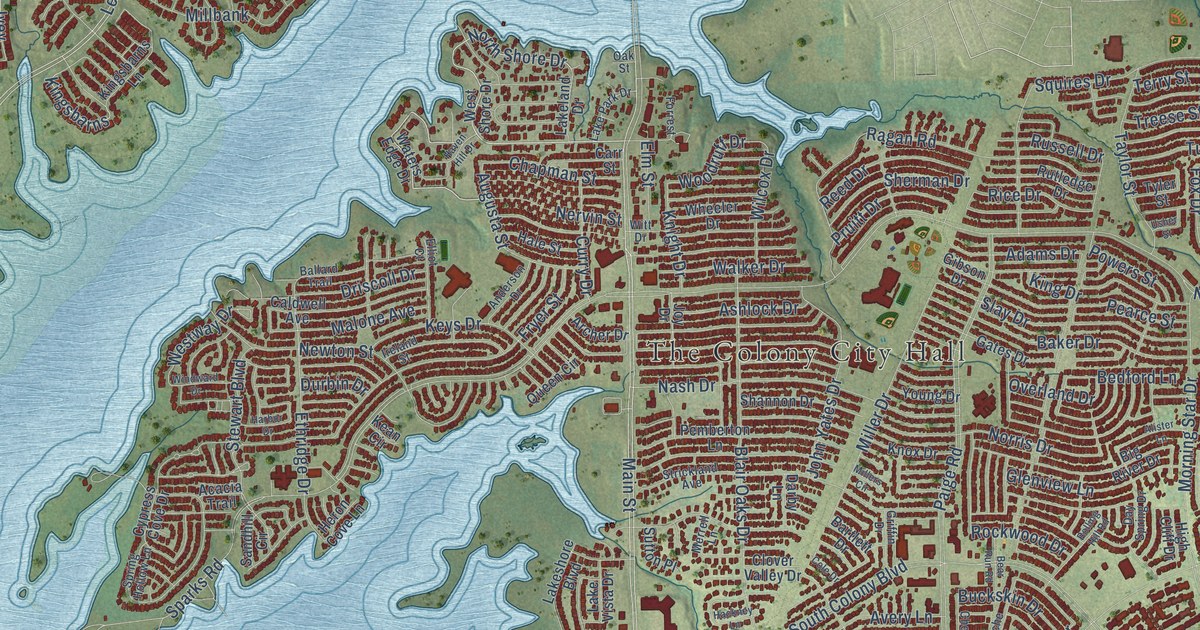 Map of The Colony, Texas in 2026