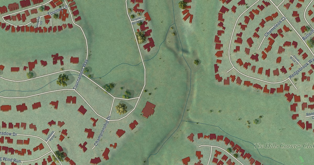 Map of The Hills, Texas in 2026