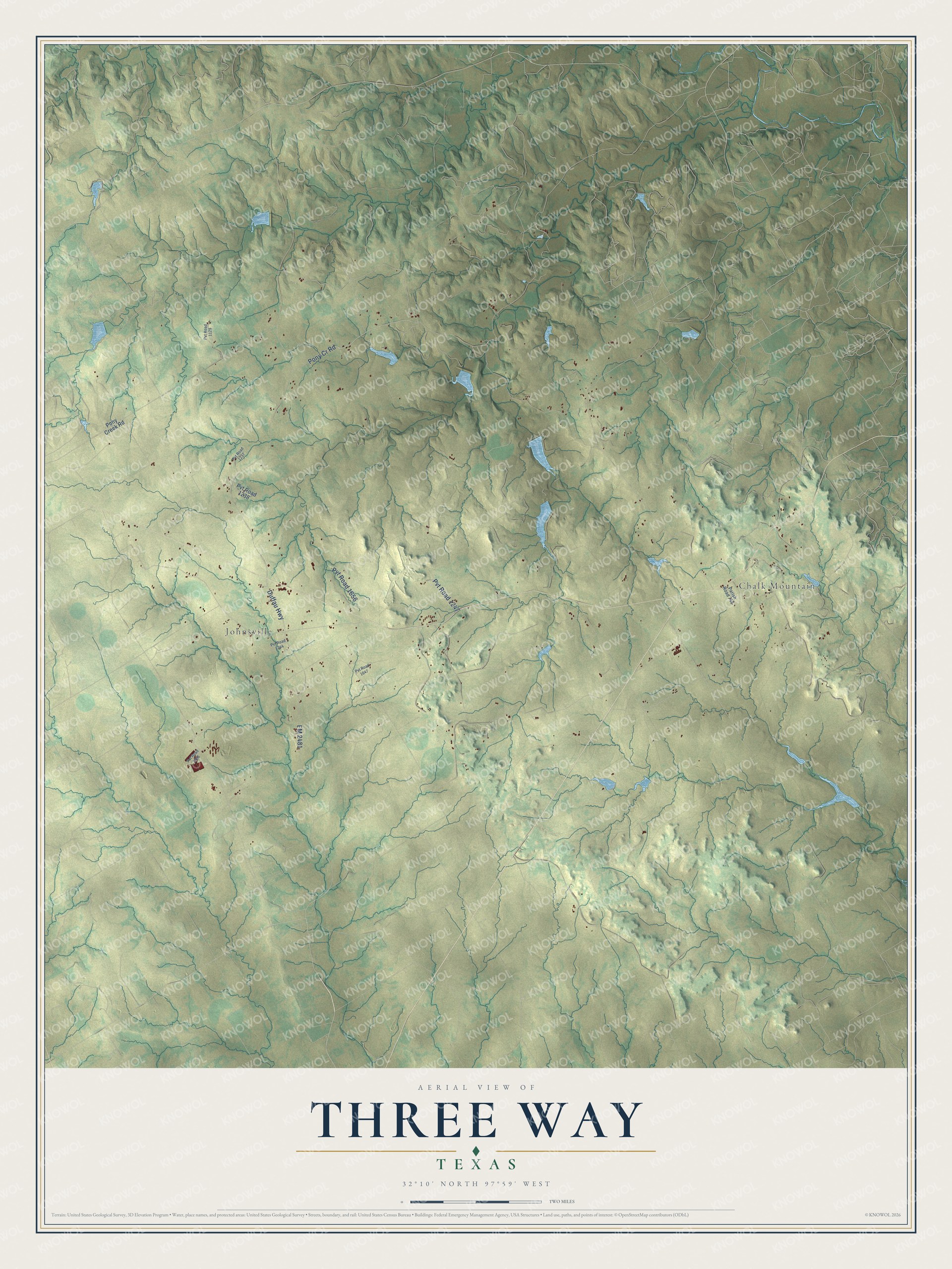 Watermarked full-map preview of Three Way, Texas