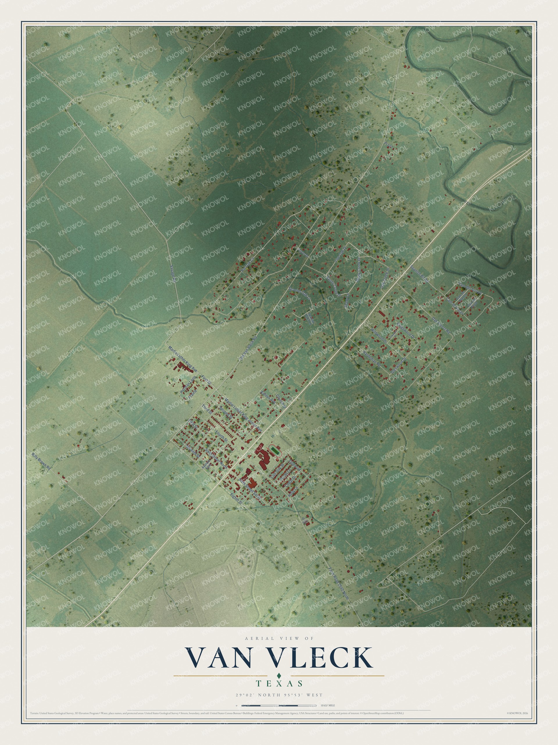 Watermarked full-map preview of Van Vleck, Texas