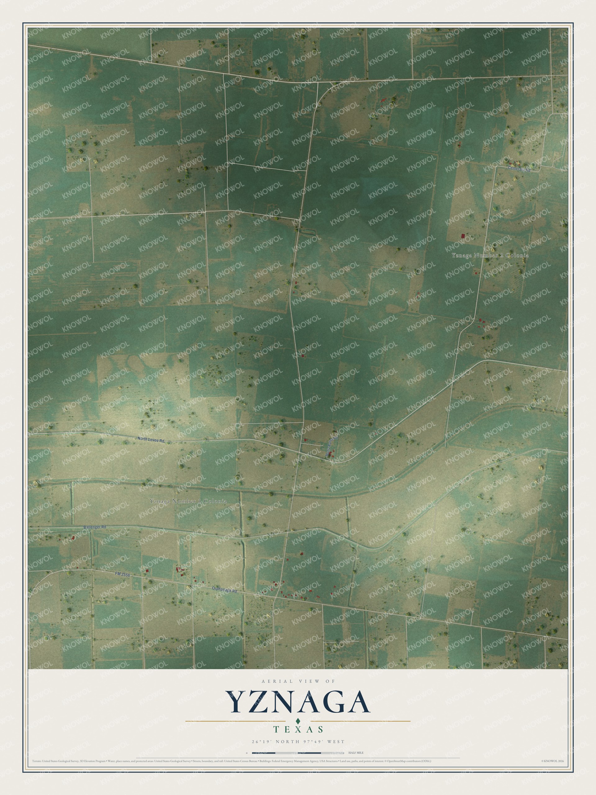 Watermarked full-map preview of Yznaga, Texas