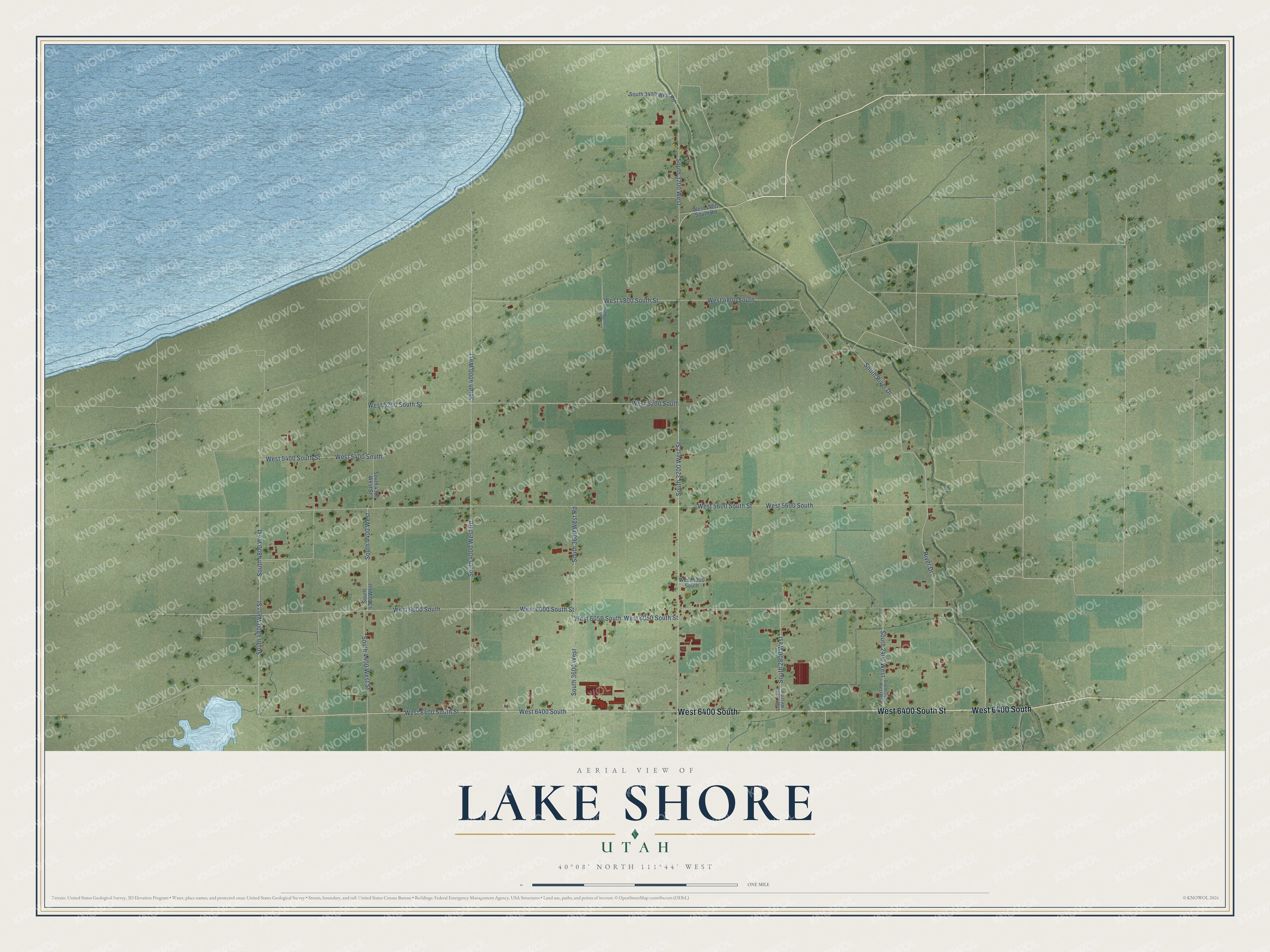 Watermarked full-map preview of Lake Shore, Utah