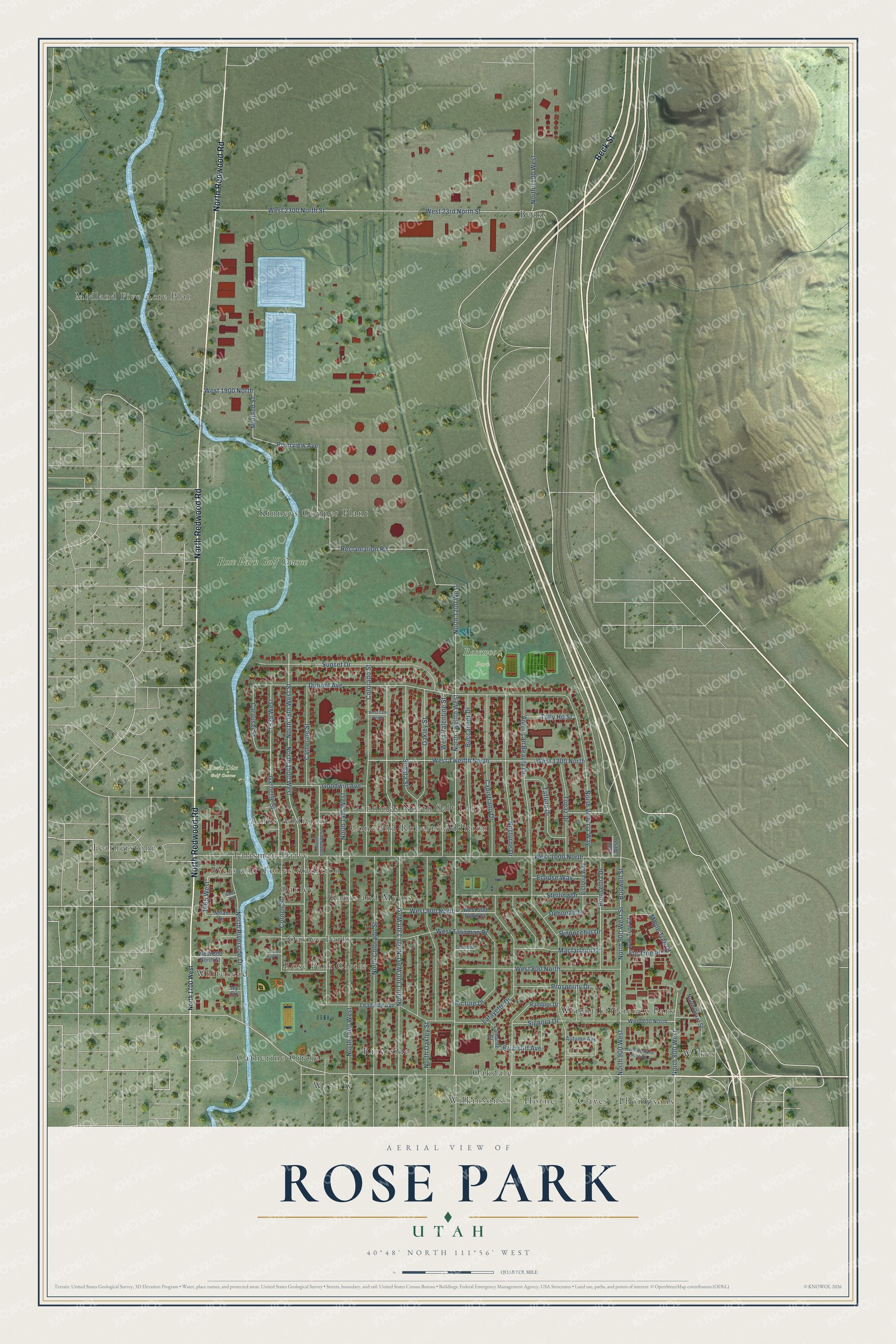 Watermarked full-map preview of Rose Park, Utah