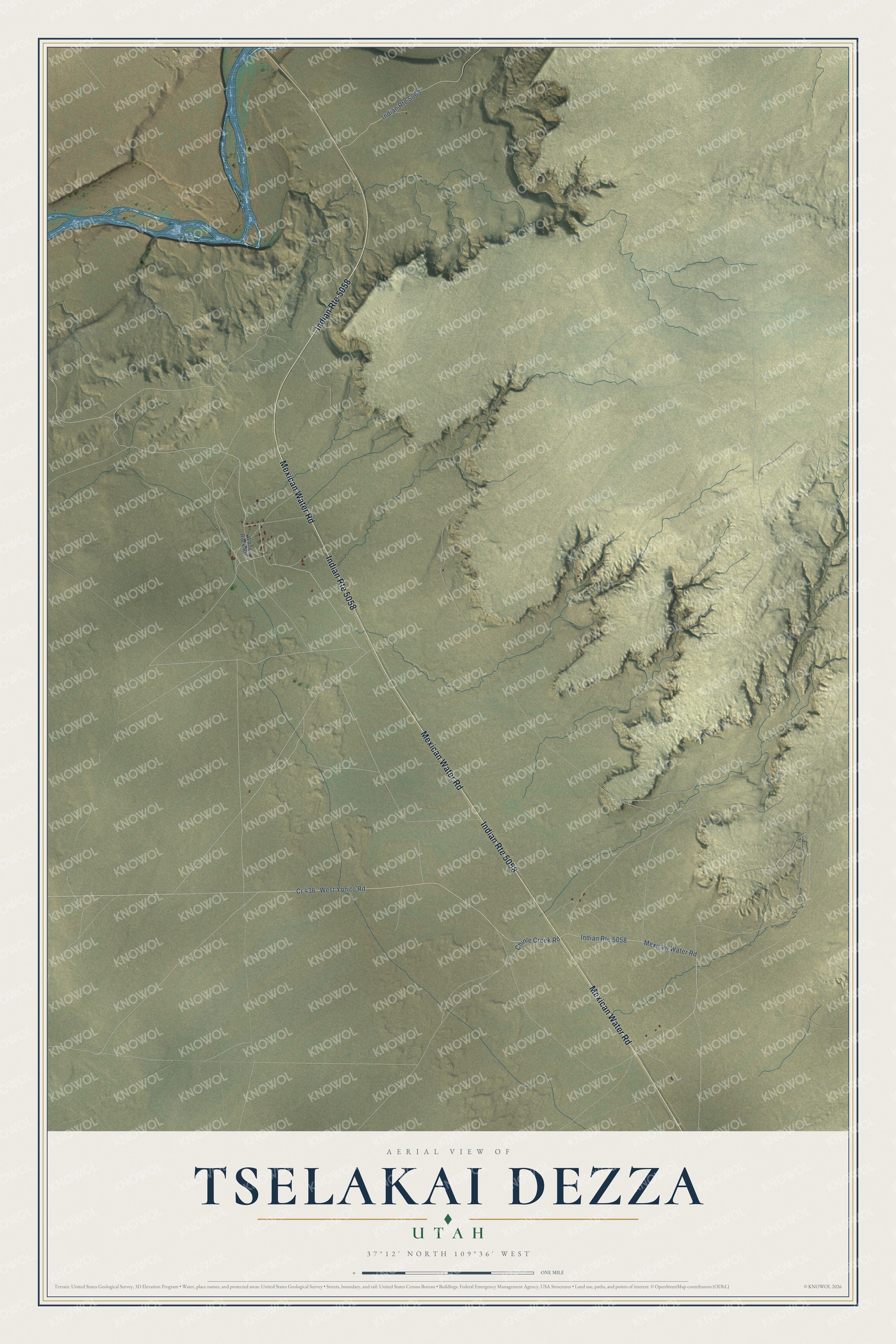 Watermarked full-map preview of Tselakai Dezza, Utah