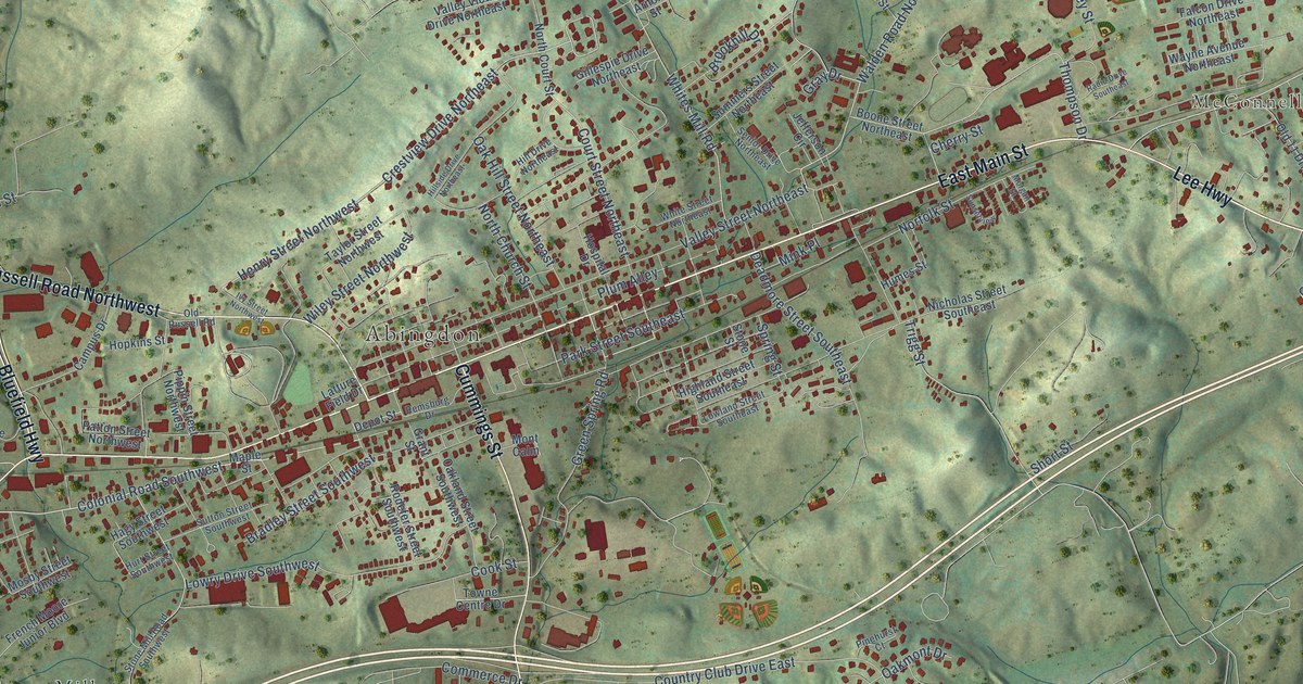 Map of Abingdon, Virginia in 2026