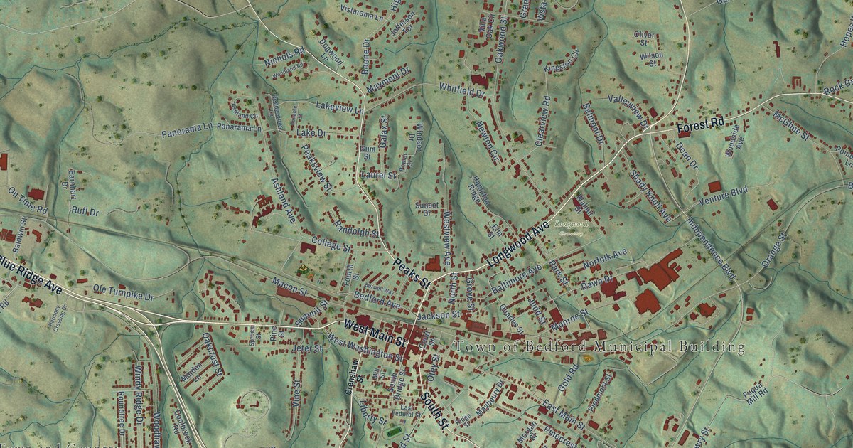 Map of Bedford, Virginia in 2026
