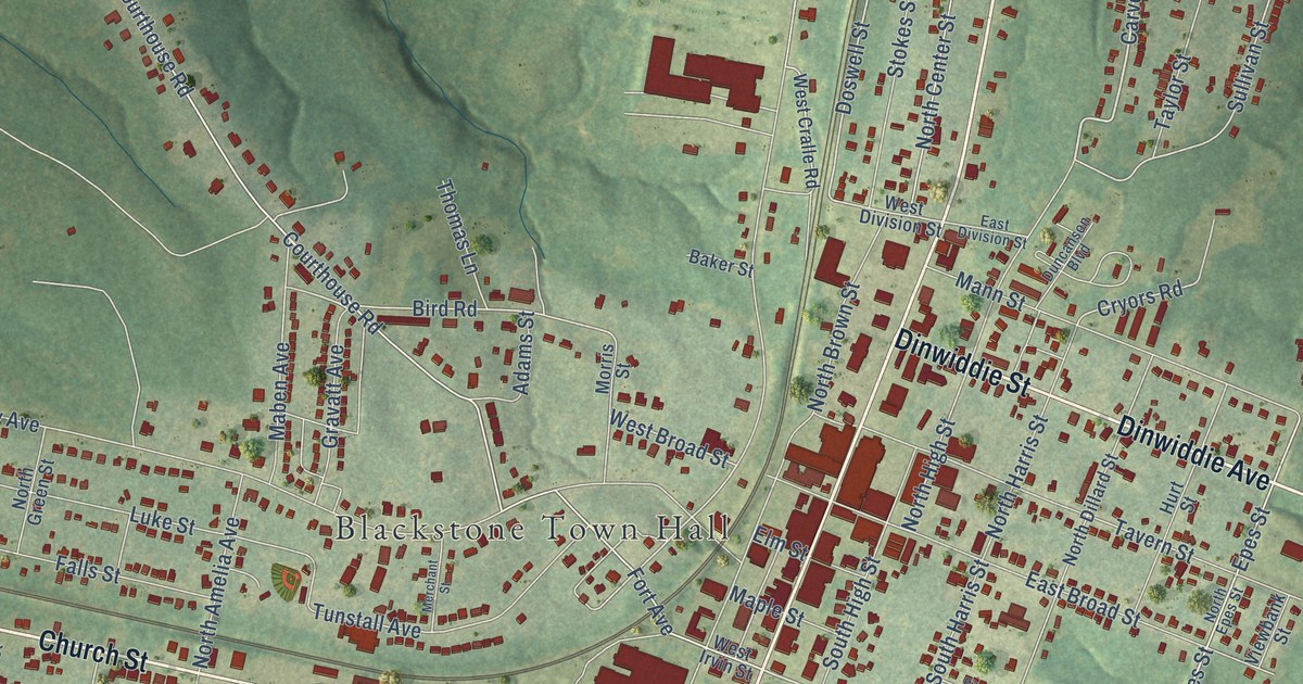 Map of Blackstone, Virginia in 2026