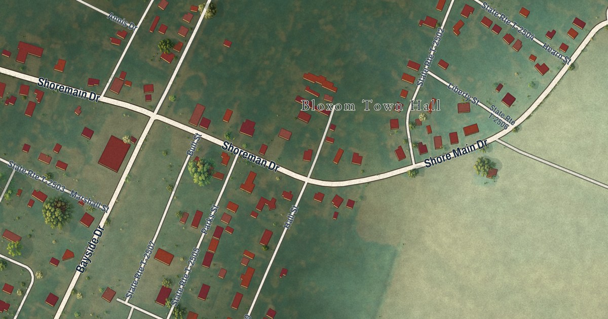 Map of Bloxom, Virginia in 2026
