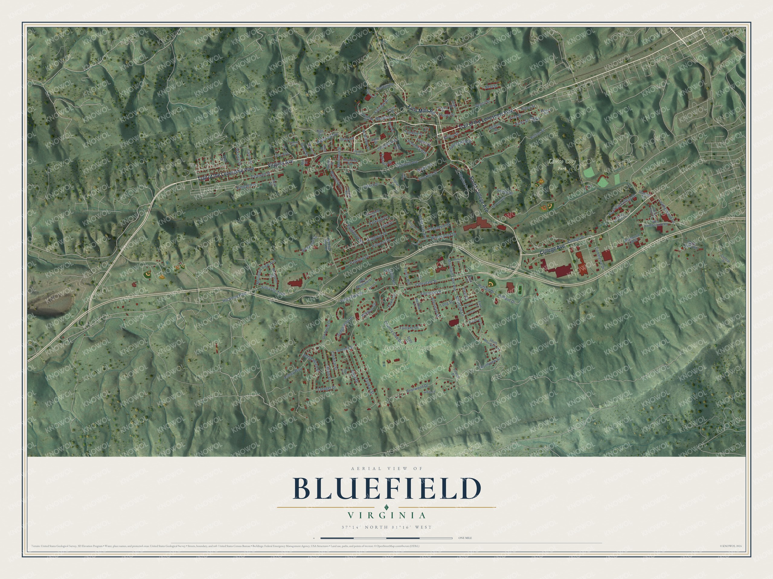 Watermarked full-map preview of Bluefield, Virginia