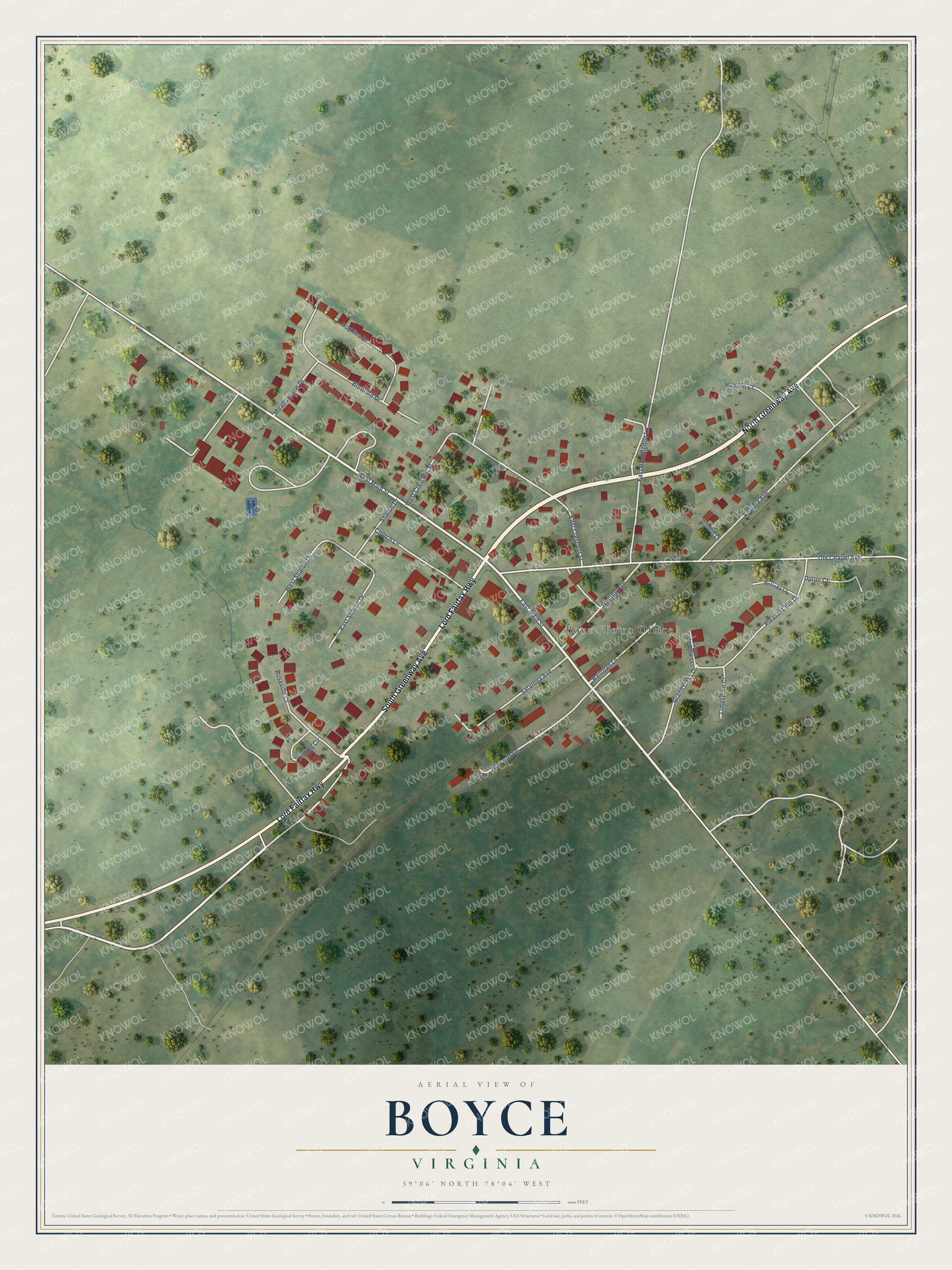 Watermarked full-map preview of Boyce, Virginia