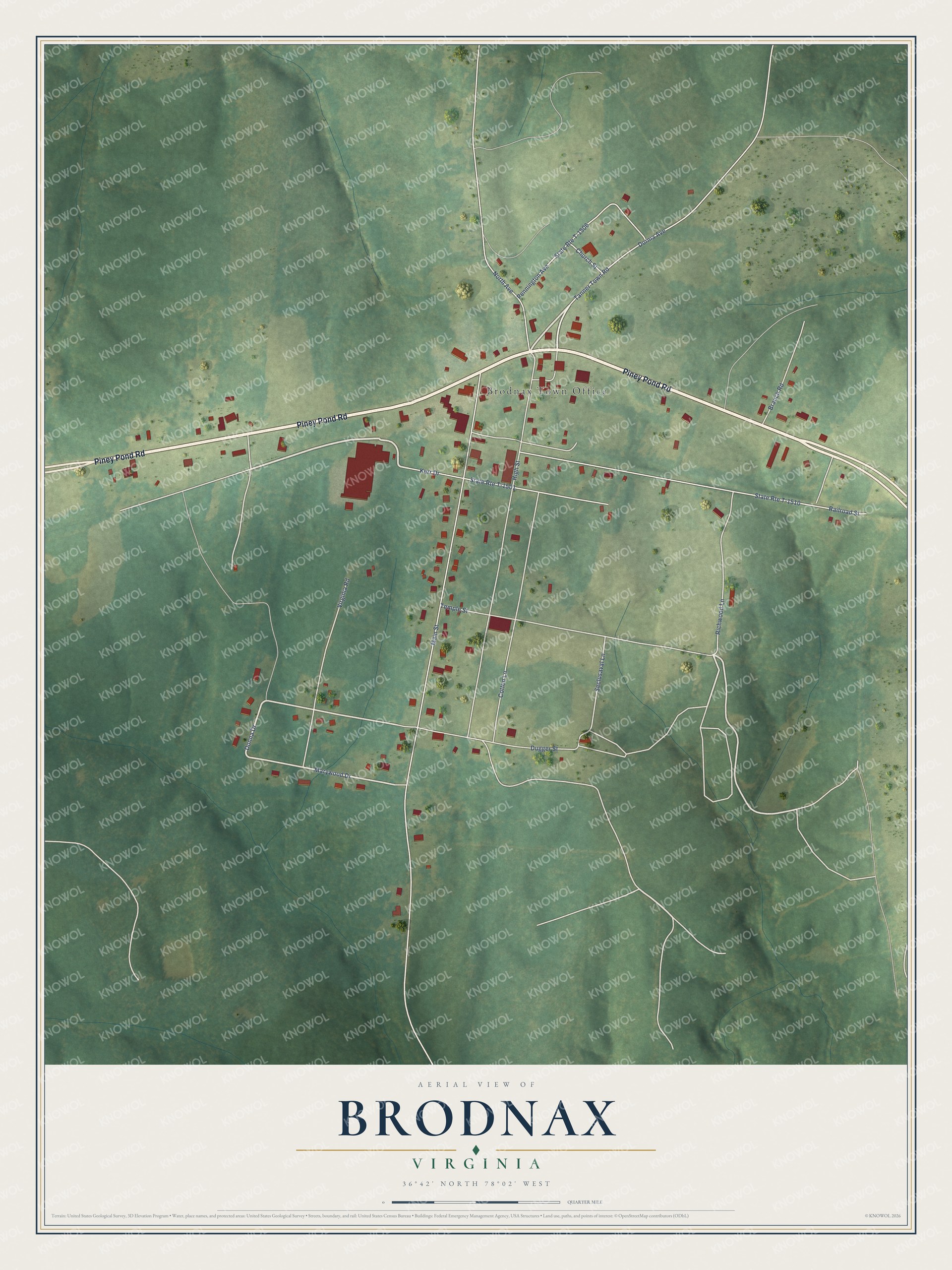 Watermarked full-map preview of Brodnax, Virginia