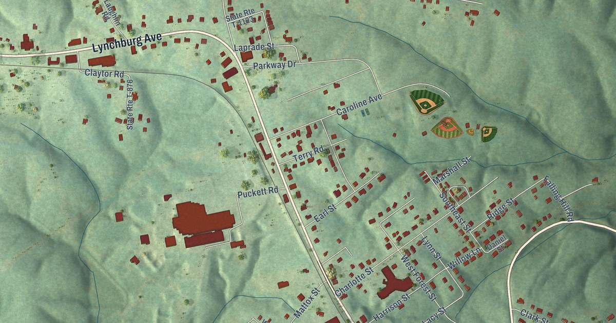 Map of Brookneal, Virginia in 2026