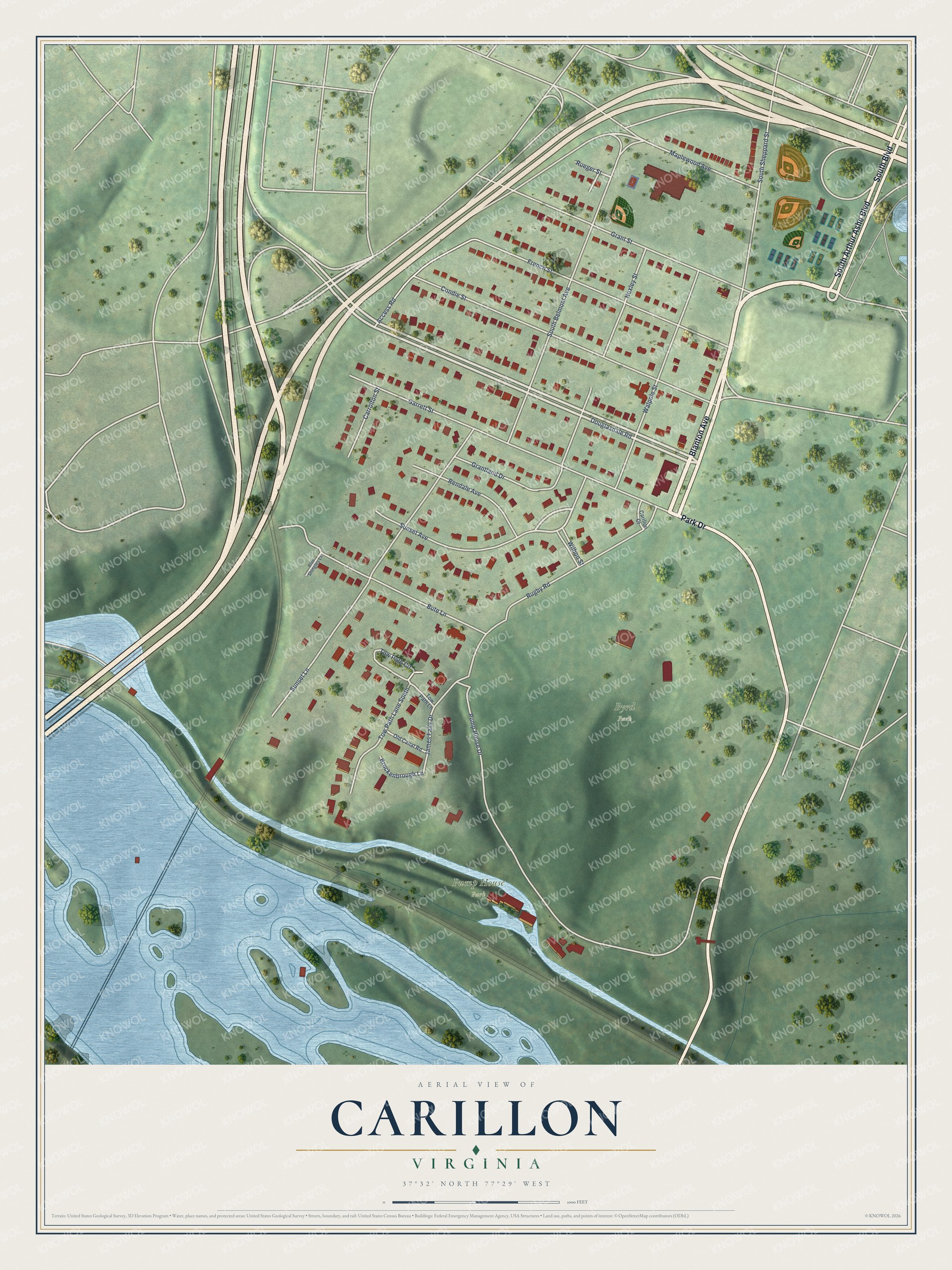 Watermarked full-map preview of Carillon, Virginia