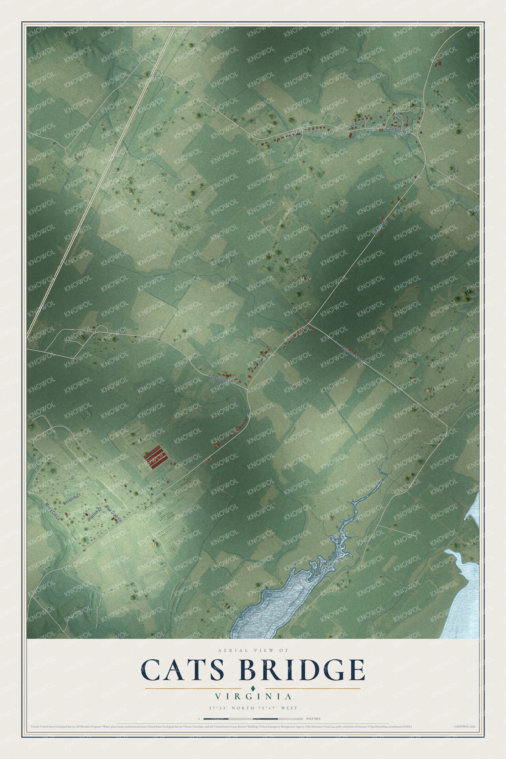 Watermarked full-map preview of Cats Bridge, Virginia
