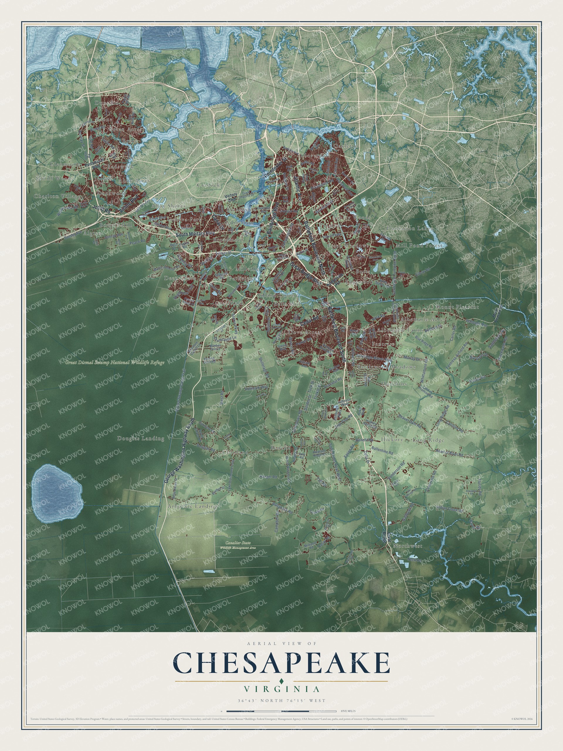 Watermarked full-map preview of Chesapeake, Virginia