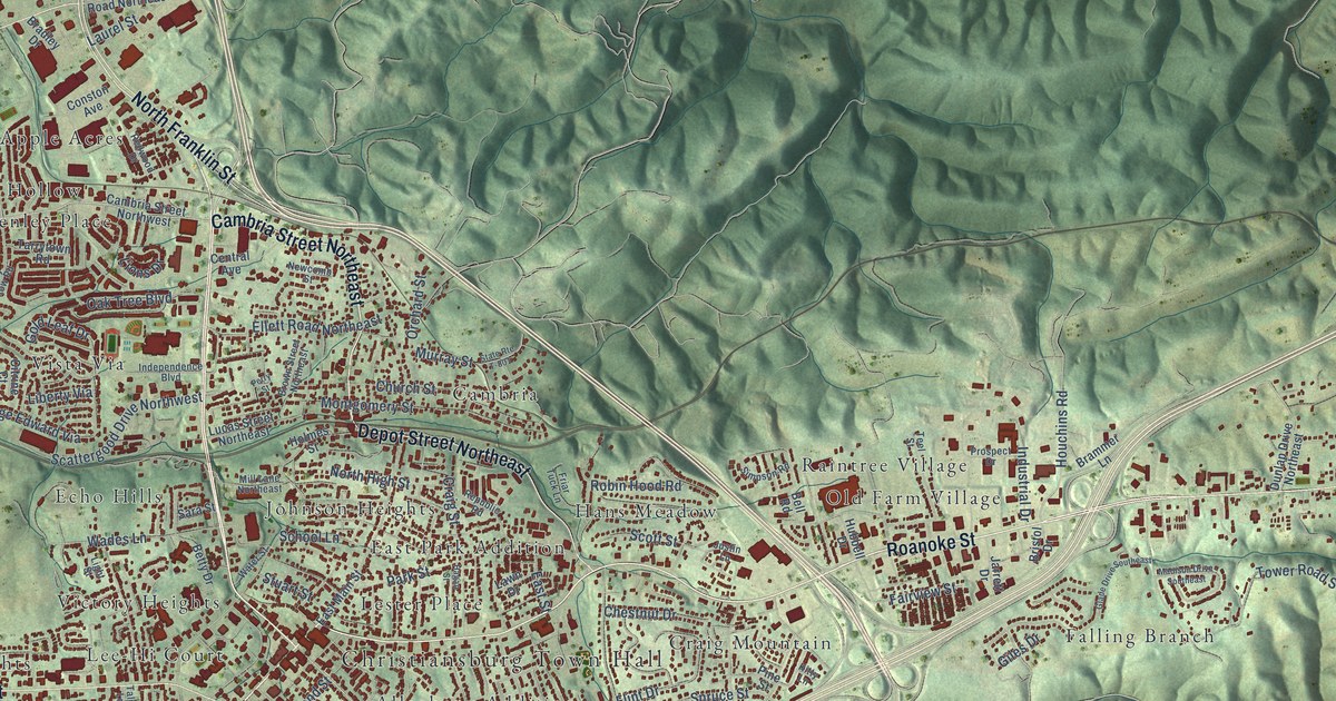 Map of Christiansburg, Virginia in 2026