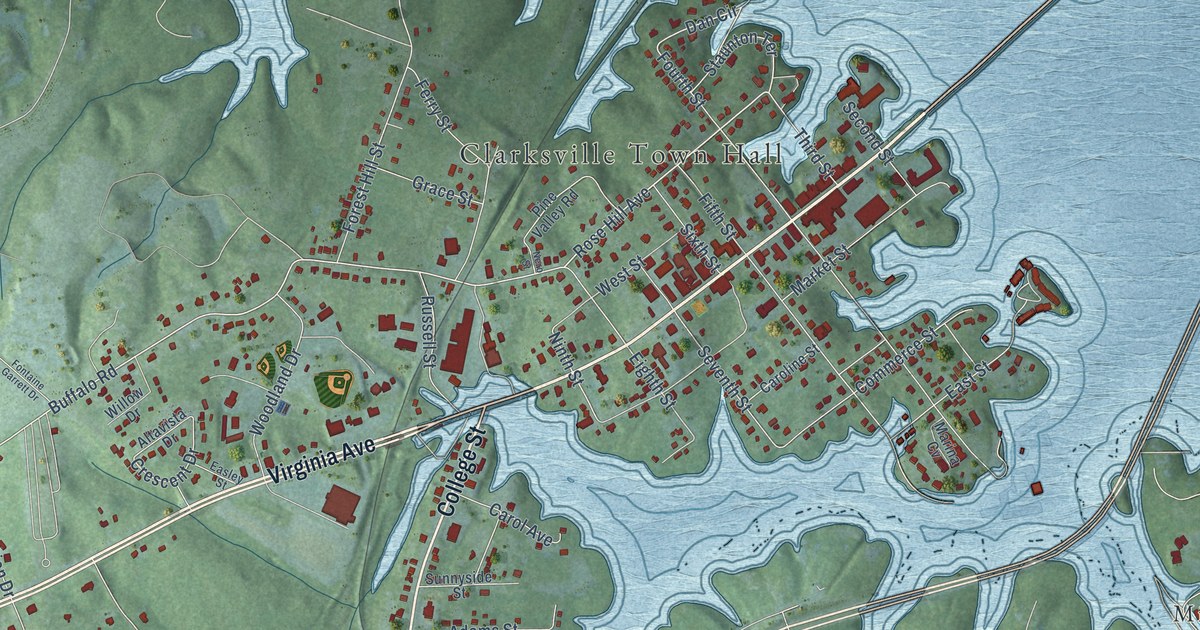 Map of Clarksville, Virginia in 2026