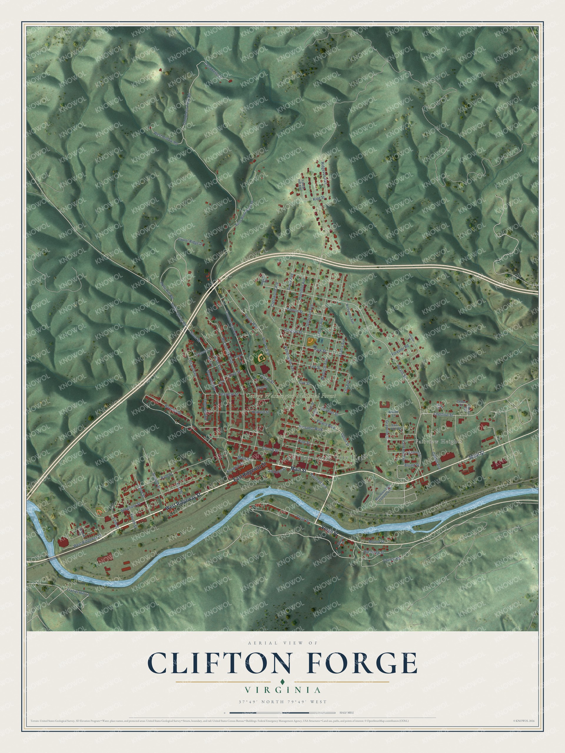 Watermarked full-map preview of Clifton Forge, Virginia