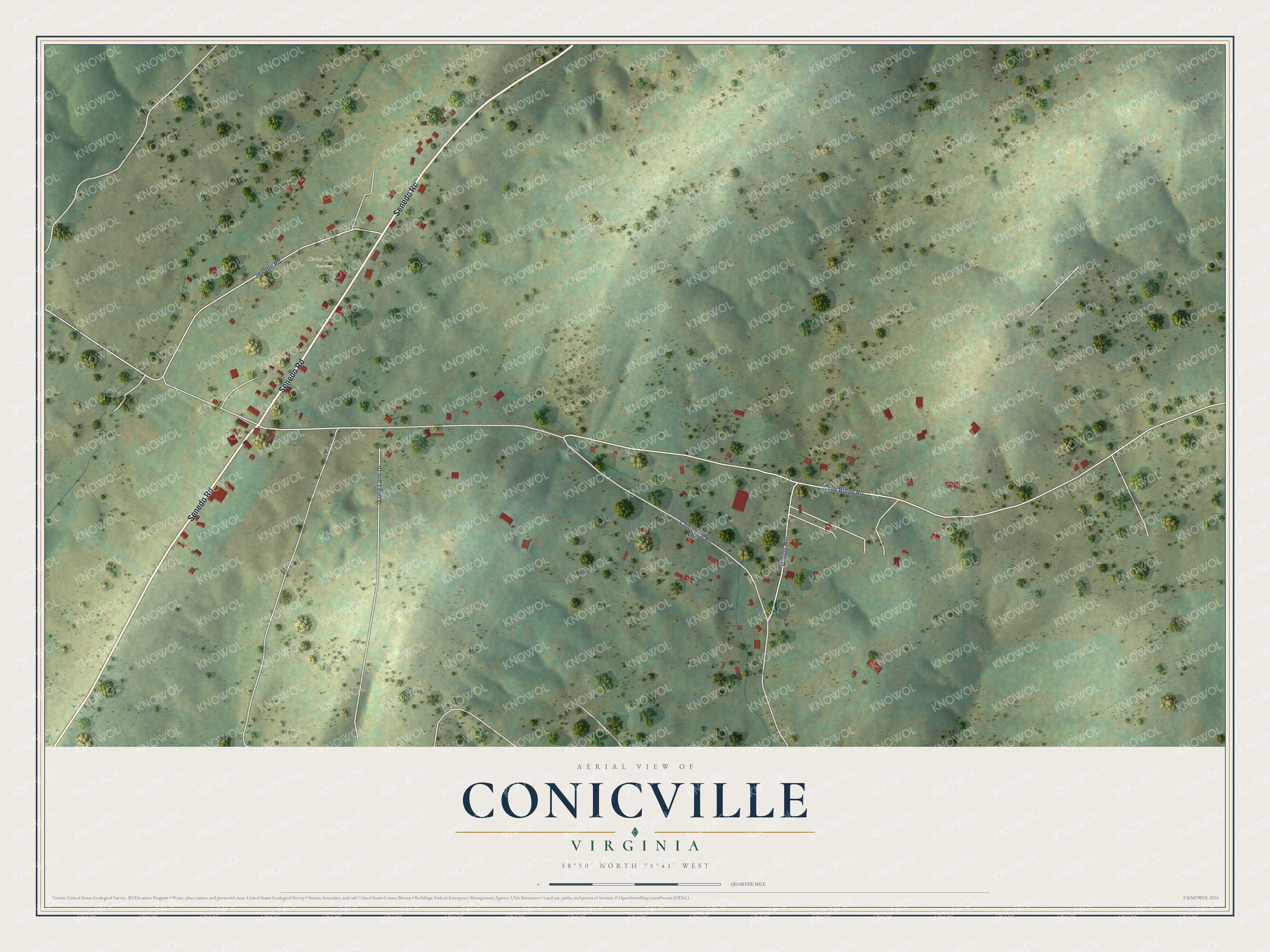 Watermarked full-map preview of Conicville, Virginia