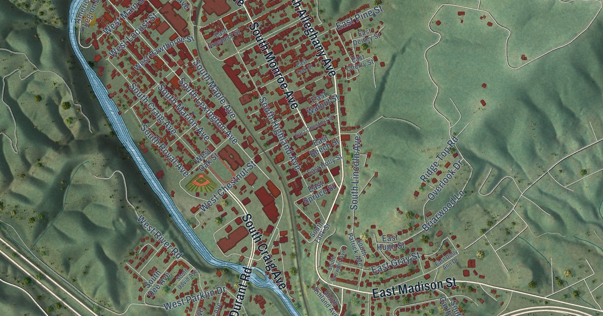 Map of Covington, Virginia in 2026