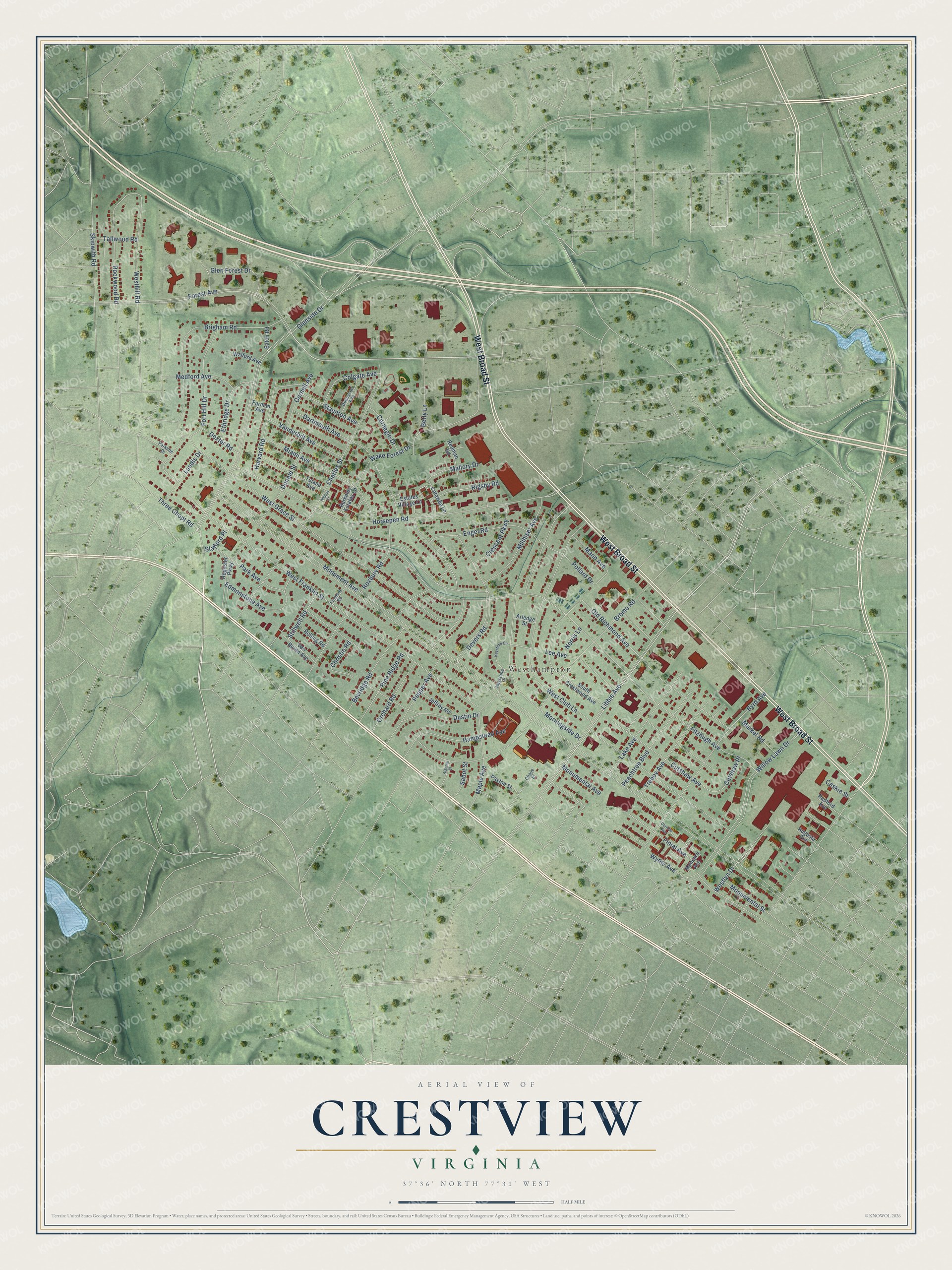 Watermarked full-map preview of Crestview, Virginia