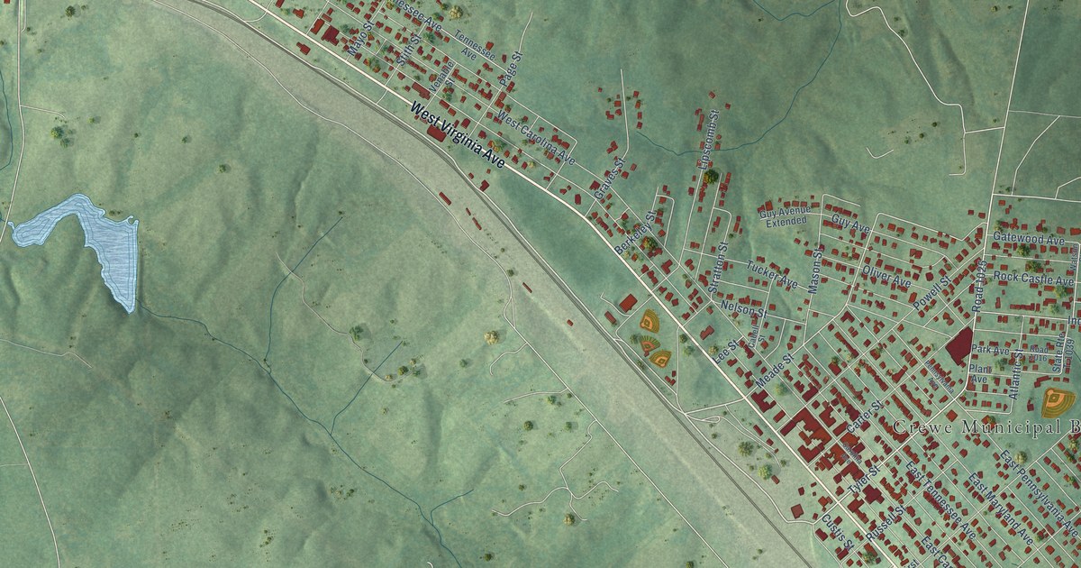 Map of Crewe, Virginia in 2026