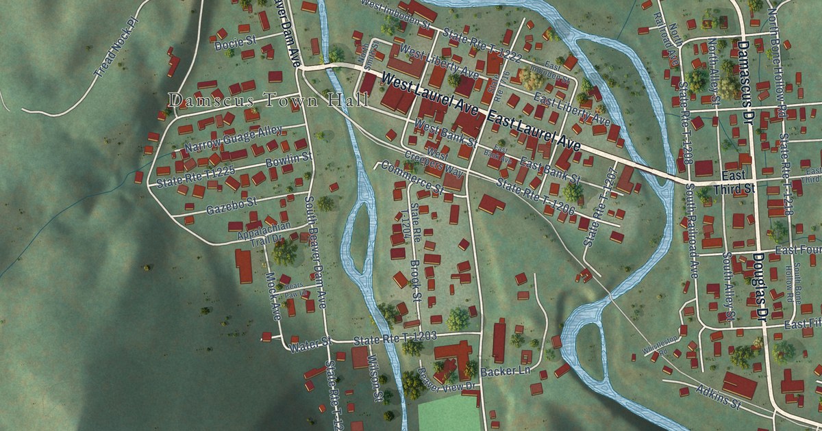 Map of Damascus, Virginia in 2026