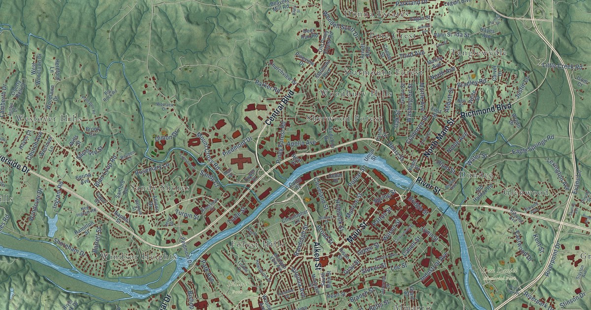 Map of Danville, Virginia in 2026