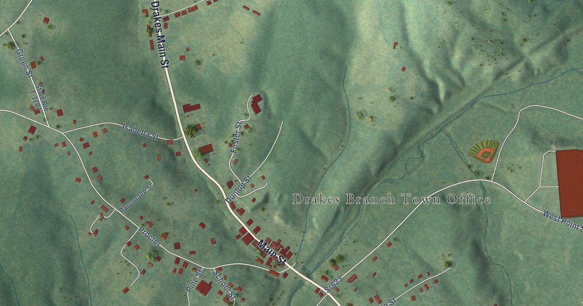 Map of Drakes Branch, Virginia in 2026