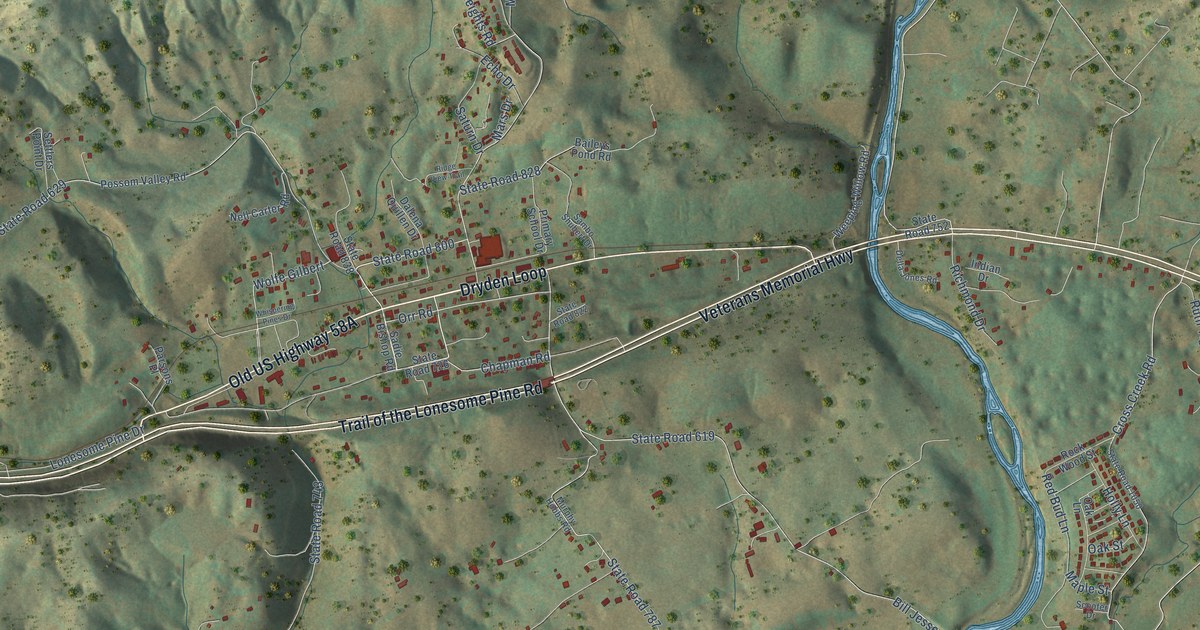 Map of Dryden, Virginia in 2026