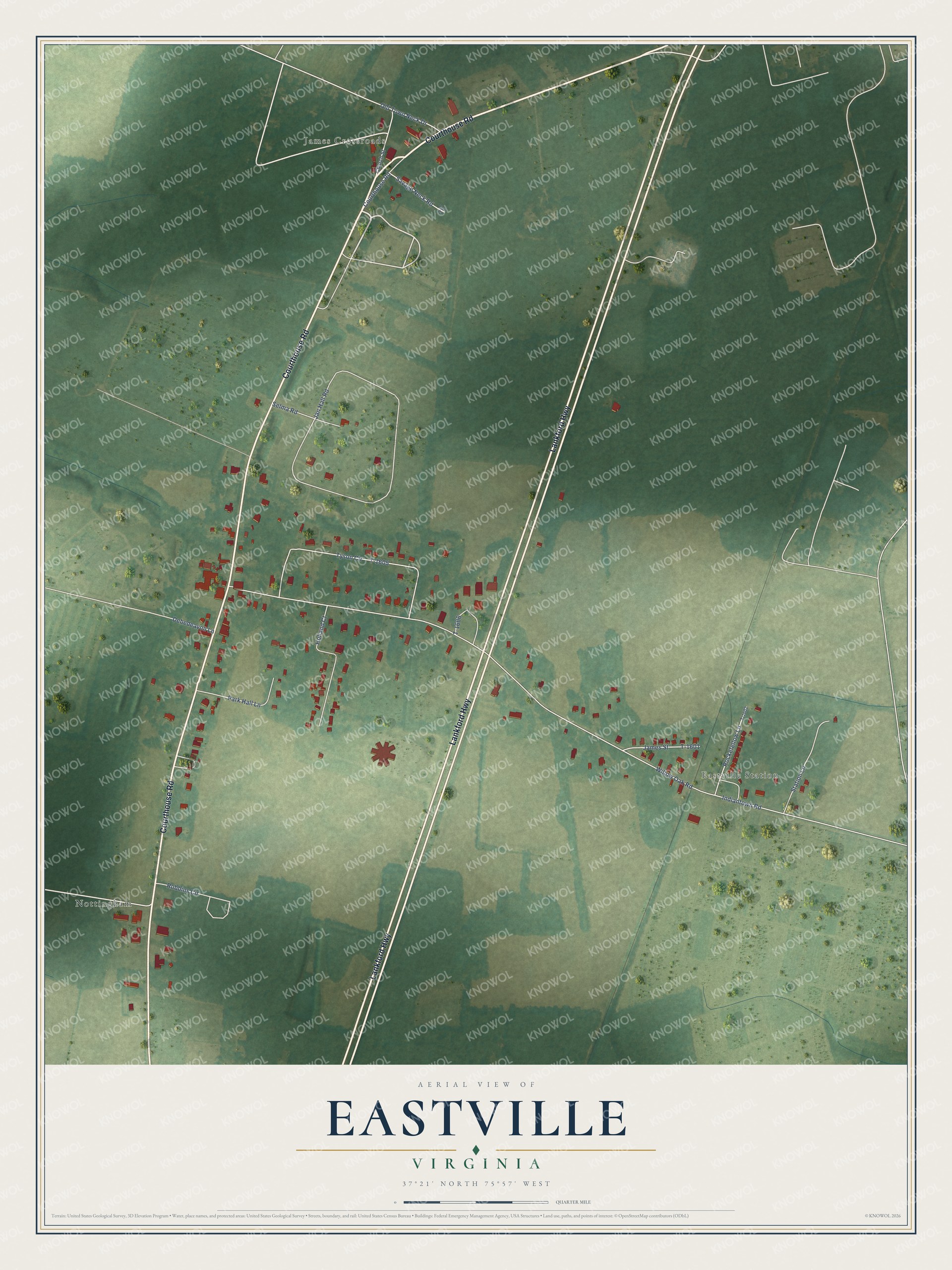 Watermarked full-map preview of Eastville, Virginia