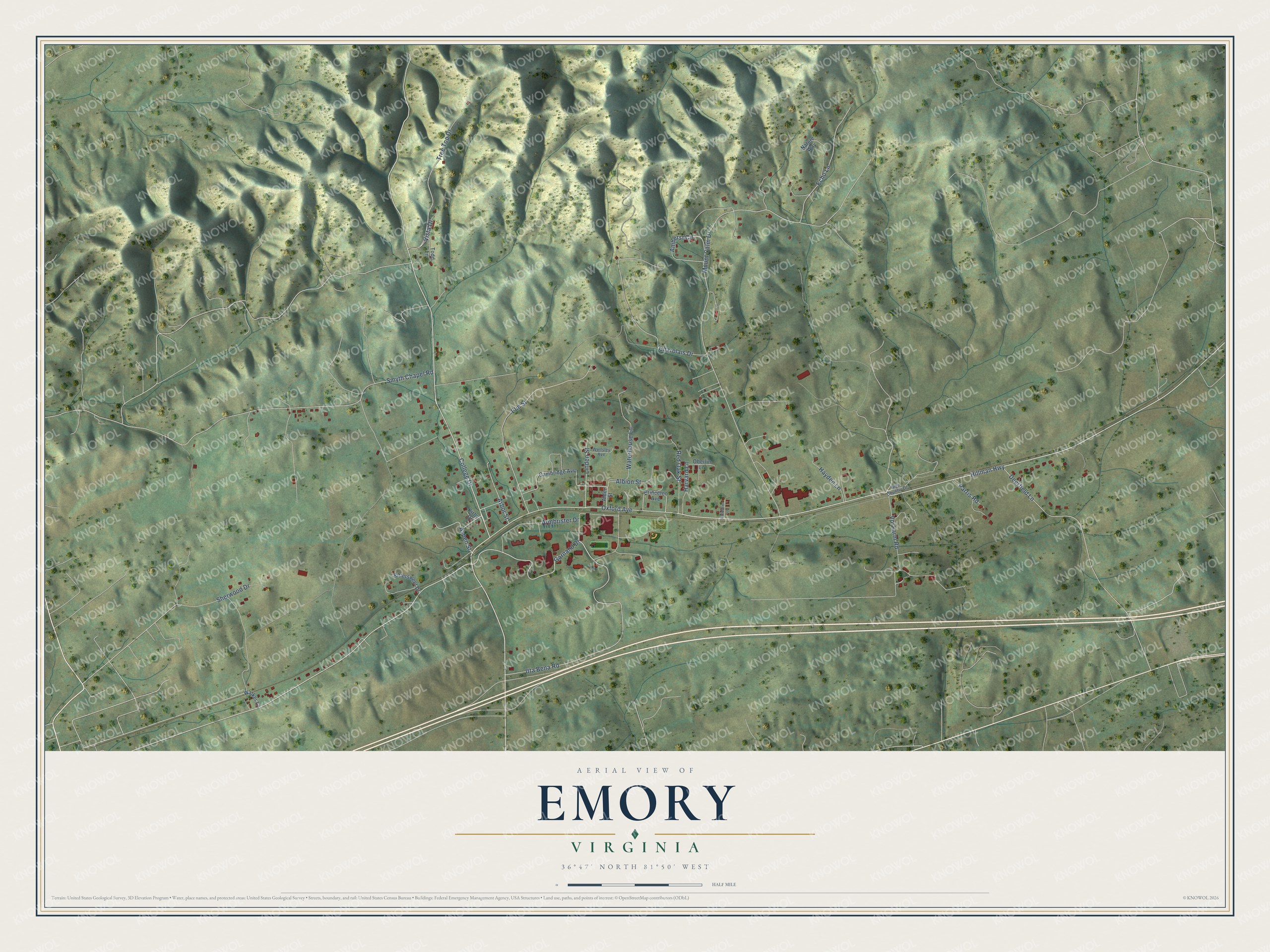 Watermarked full-map preview of Emory, Virginia