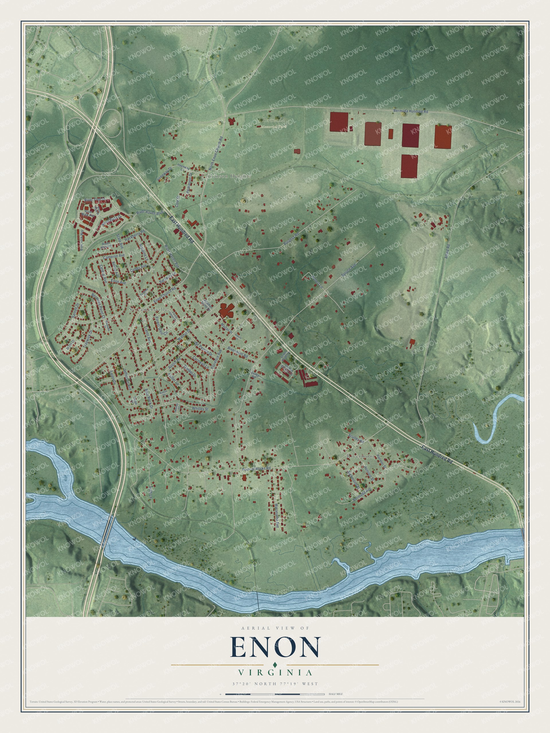 Watermarked full-map preview of Enon, Virginia